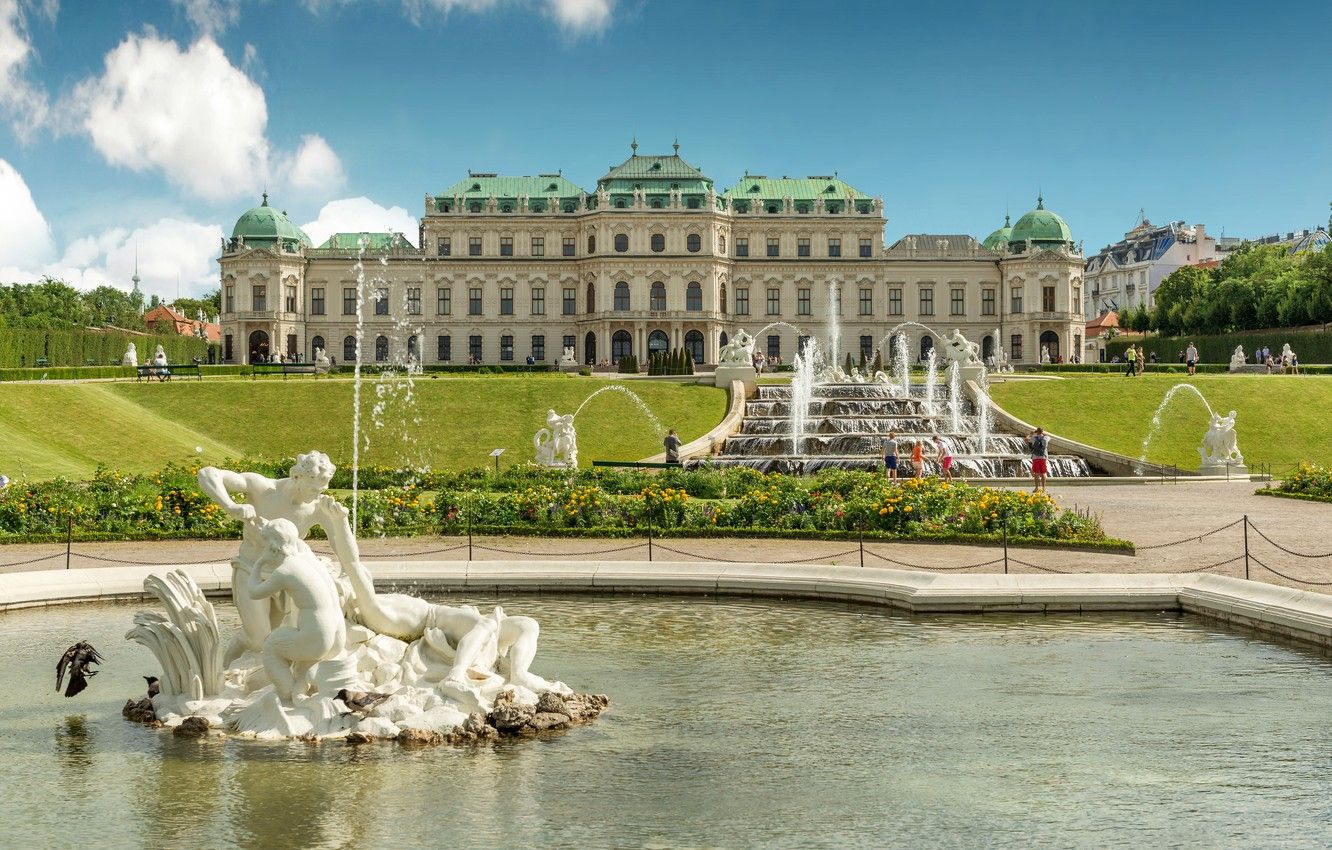 Wallpaper Austria, garden, fountains, Palace, Austria, Vienna, Vienna, Belvedere, Belvedere Palace image for desktop, section город