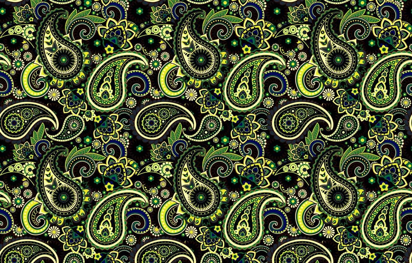 Wallpaper green, pattern, ornament, Paisley, Indian cucumbers image for desktop, section текстуры