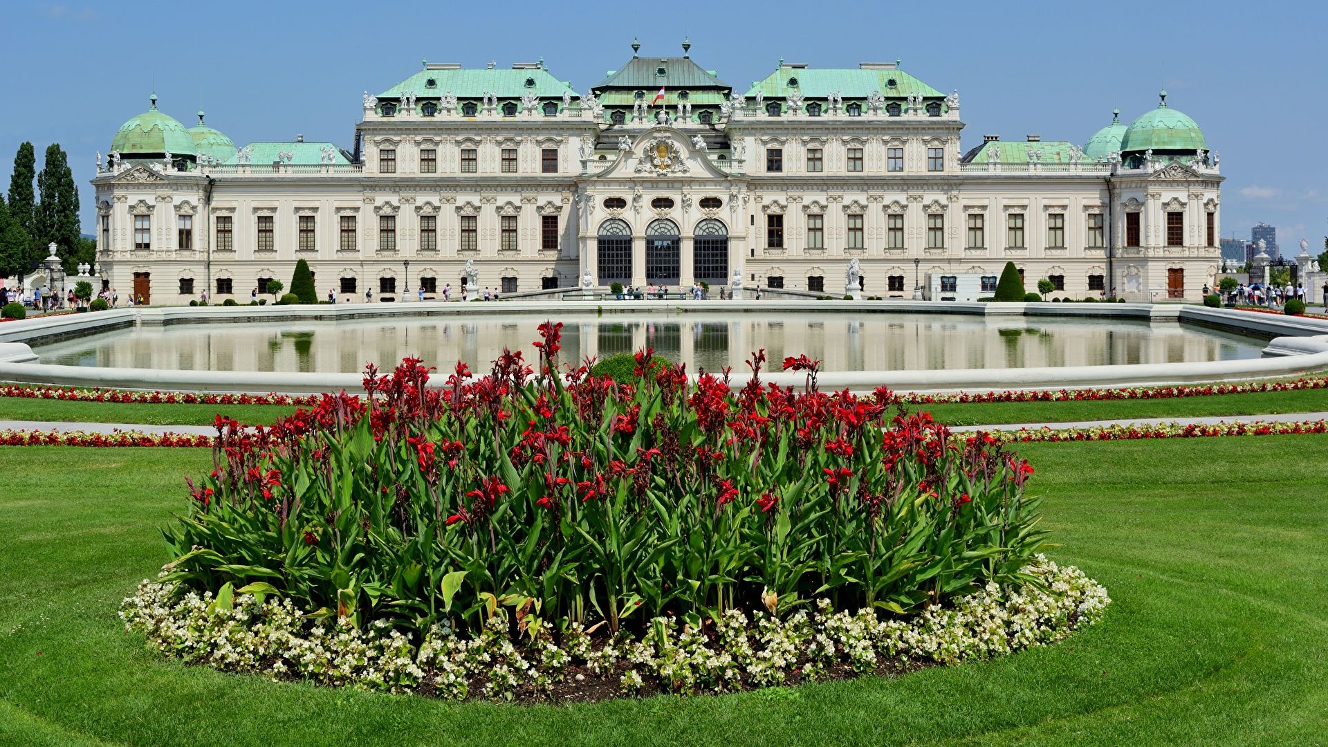 Picture Vienna Palace Austria Belvedere park Grass Cities 1920x1080