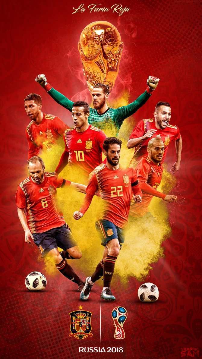 Spain 2018 HD Football Wallpaper. サッカーワールドカップ, ワールドカップ, サッカー選手 壁紙