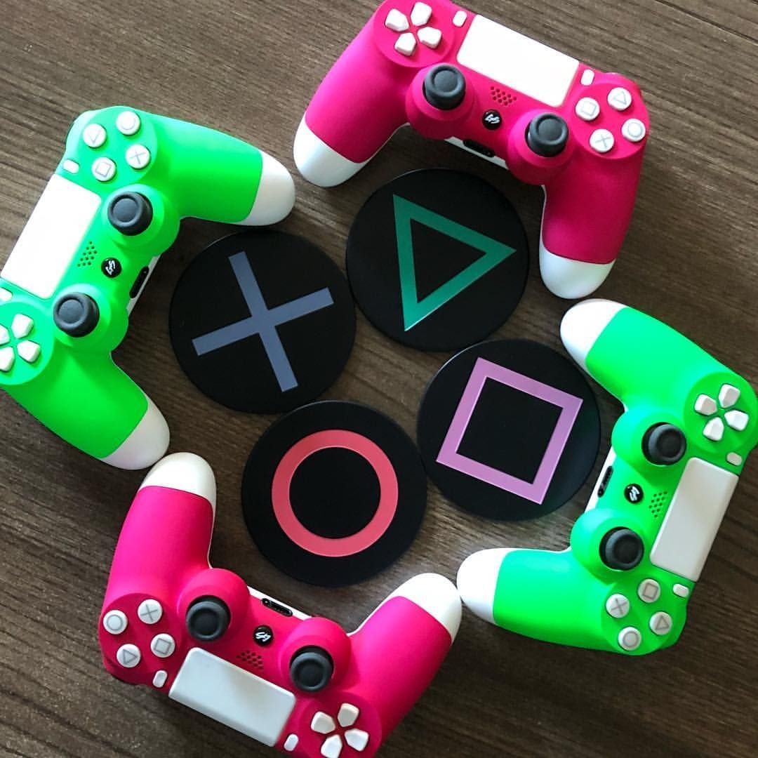 Neon pink or green. what would you pick? #ps4#xboxone#nintendoswitch#custompaint#controllers. Video games ps Gaming wallpaper, Game controller