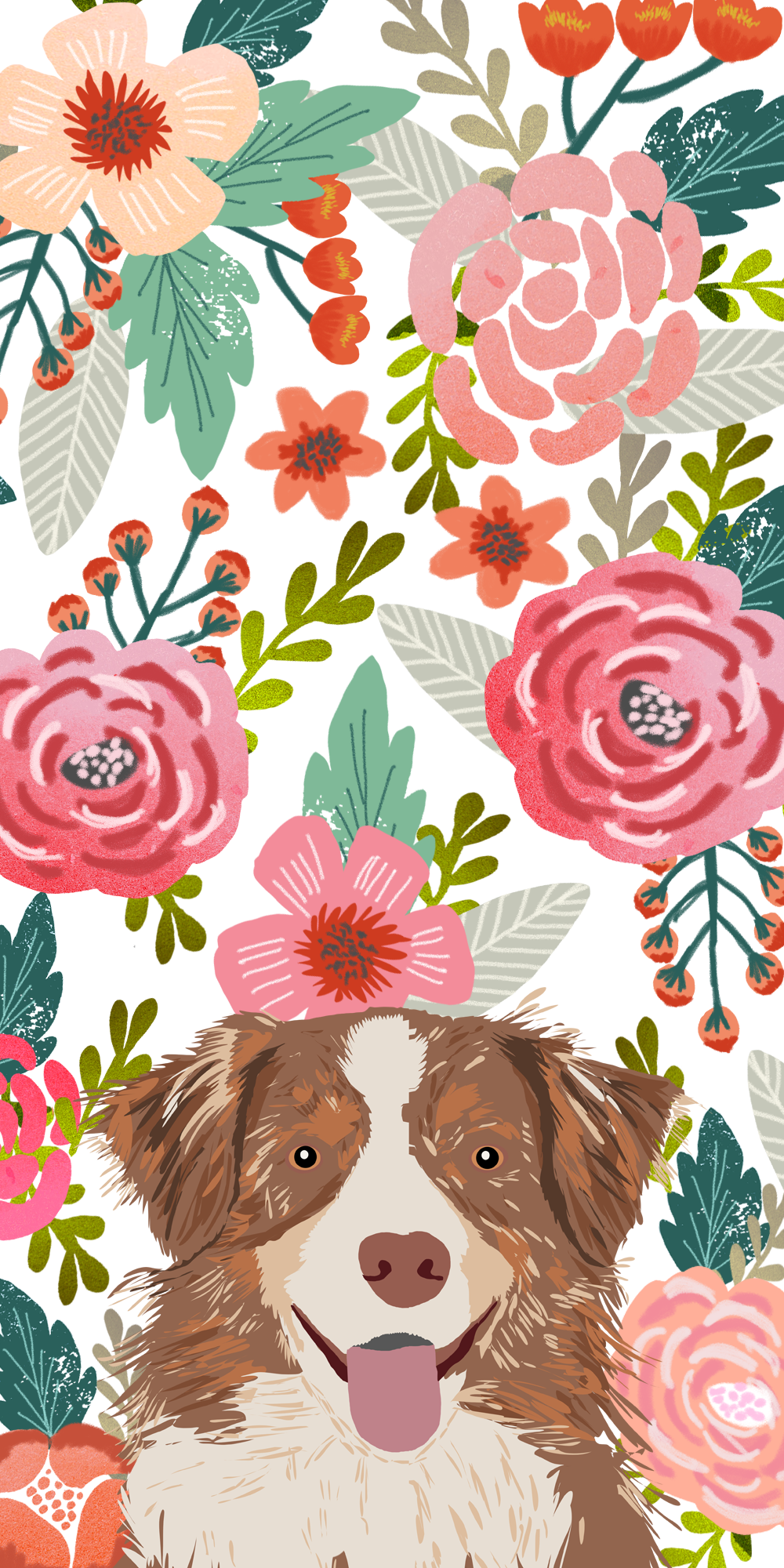 dogs #Floral #Crown. #Casetify #iPhone #Art #Design #Animals #wallpaper #ideas. iPhone wallpaper pattern, Wallpaper iphone cute, Pink wallpaper iphone