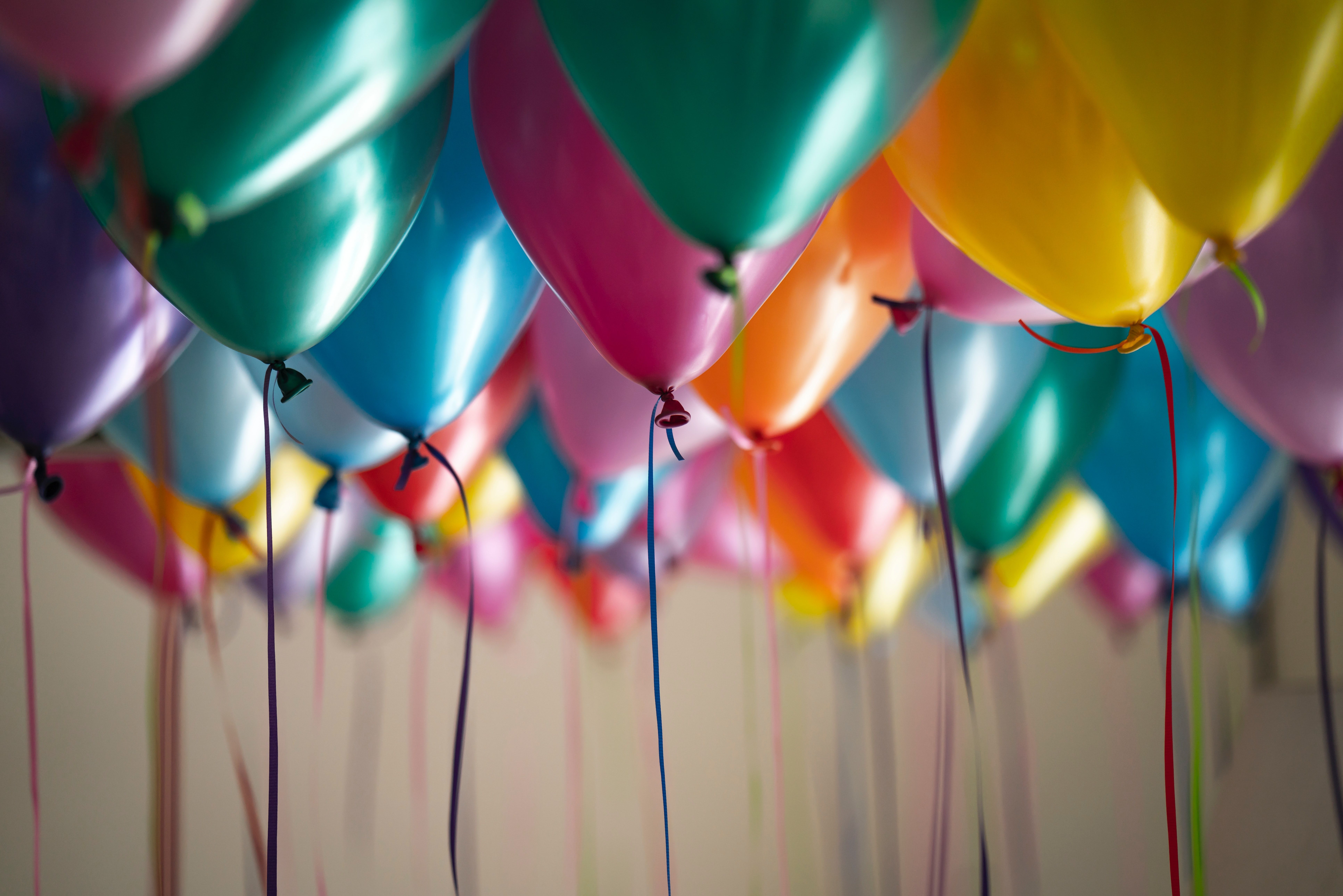 Colorful balloons 4K Wallpaper, Birthday, Decoration, 5K, 8K, Photography