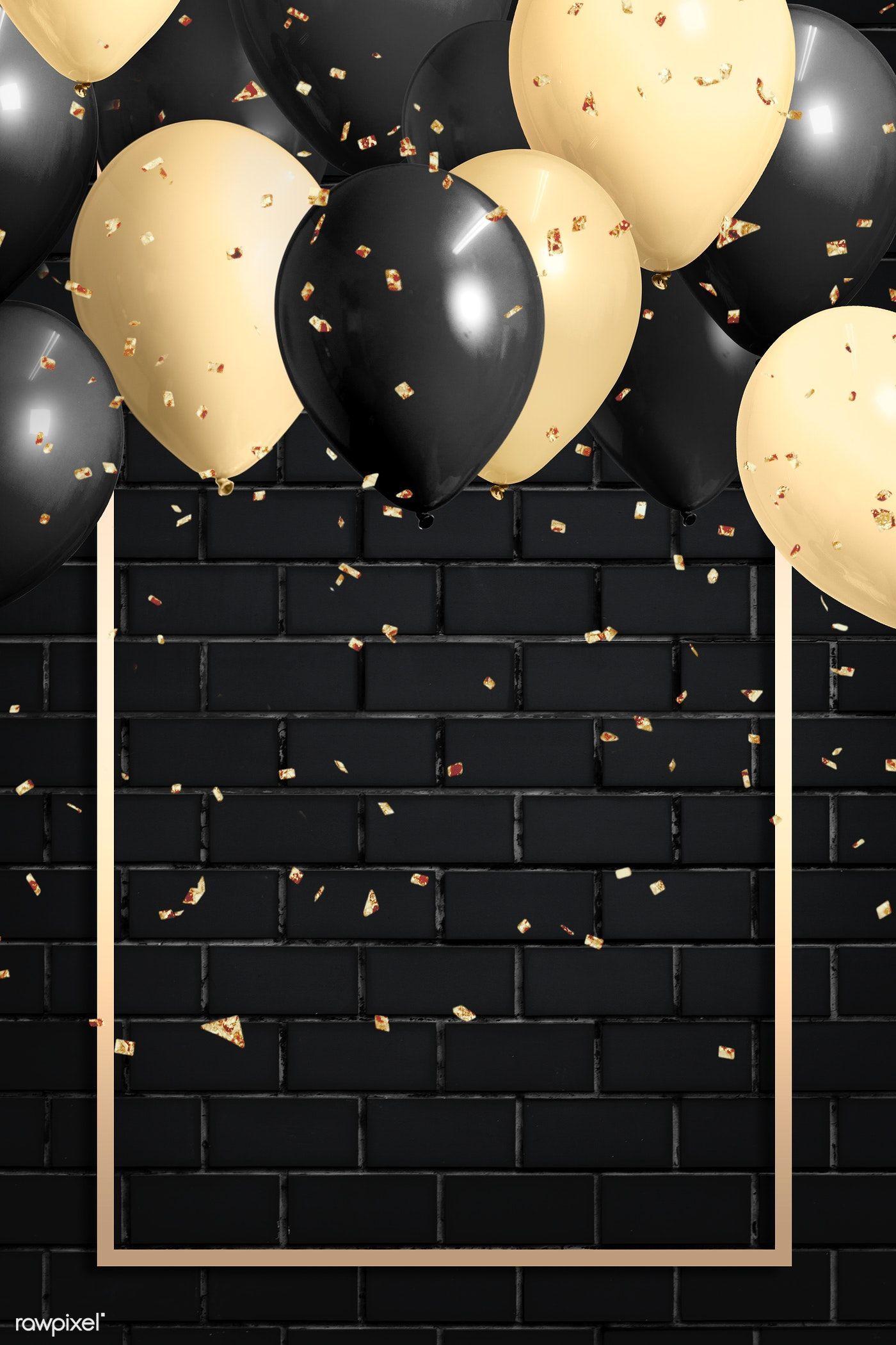 Golden rectangle balloons frame design. premium image / HwangMangjoo. Balloon frame, Birthday wallpaper, Happy birthday wallpaper