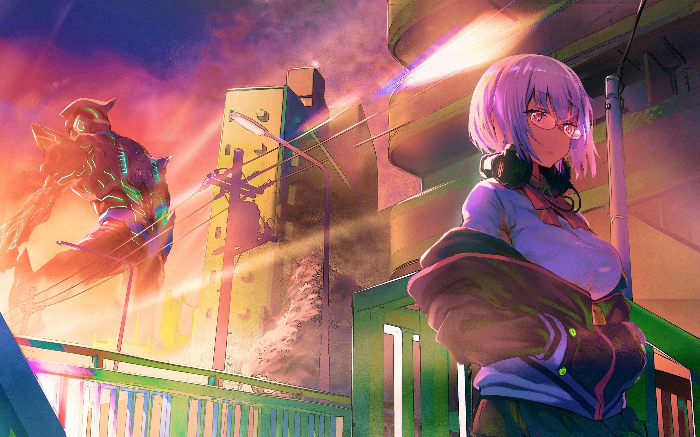 Download wallpaper Akane Shinjo, manga, Zegga, protagonist, SSSS Gridman, artwork, Shinjou Akane for desktop with resolution 2880x1800. High Quality HD picture wallpaper