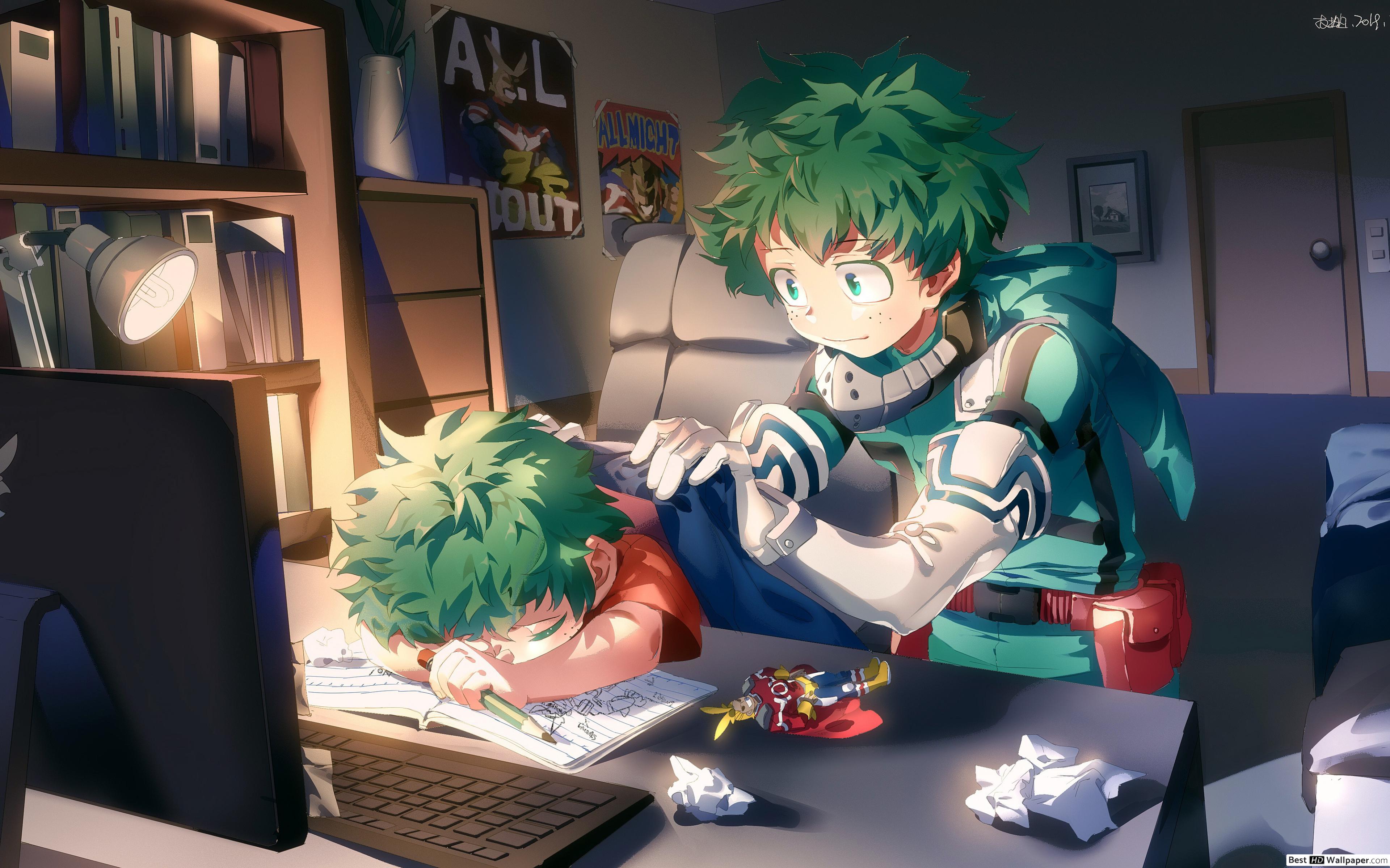 Midoriya Taking Care of his own Child Self HD wallpaper download