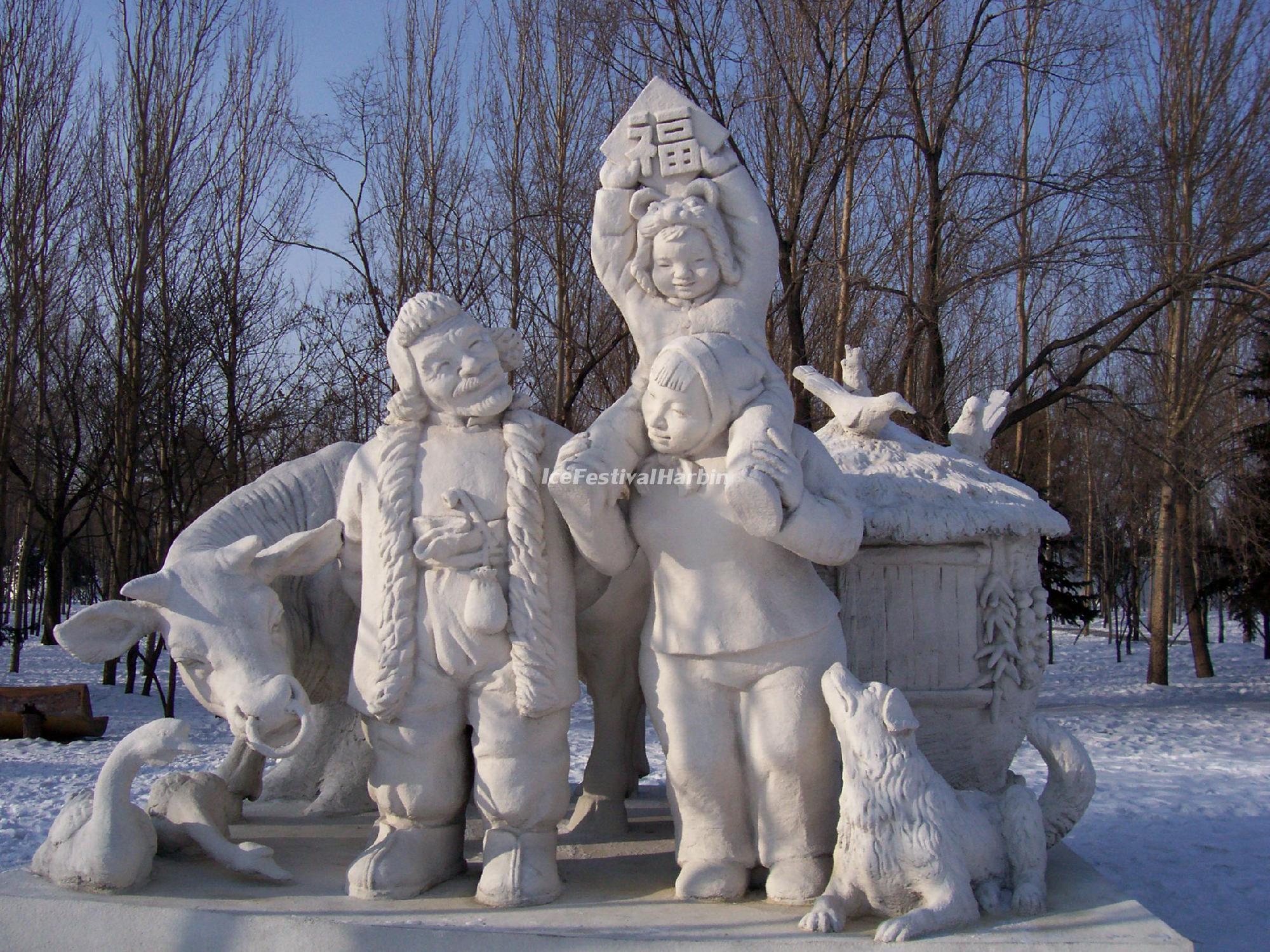 Snow Sculptures Ice Festival Wallpaper, China