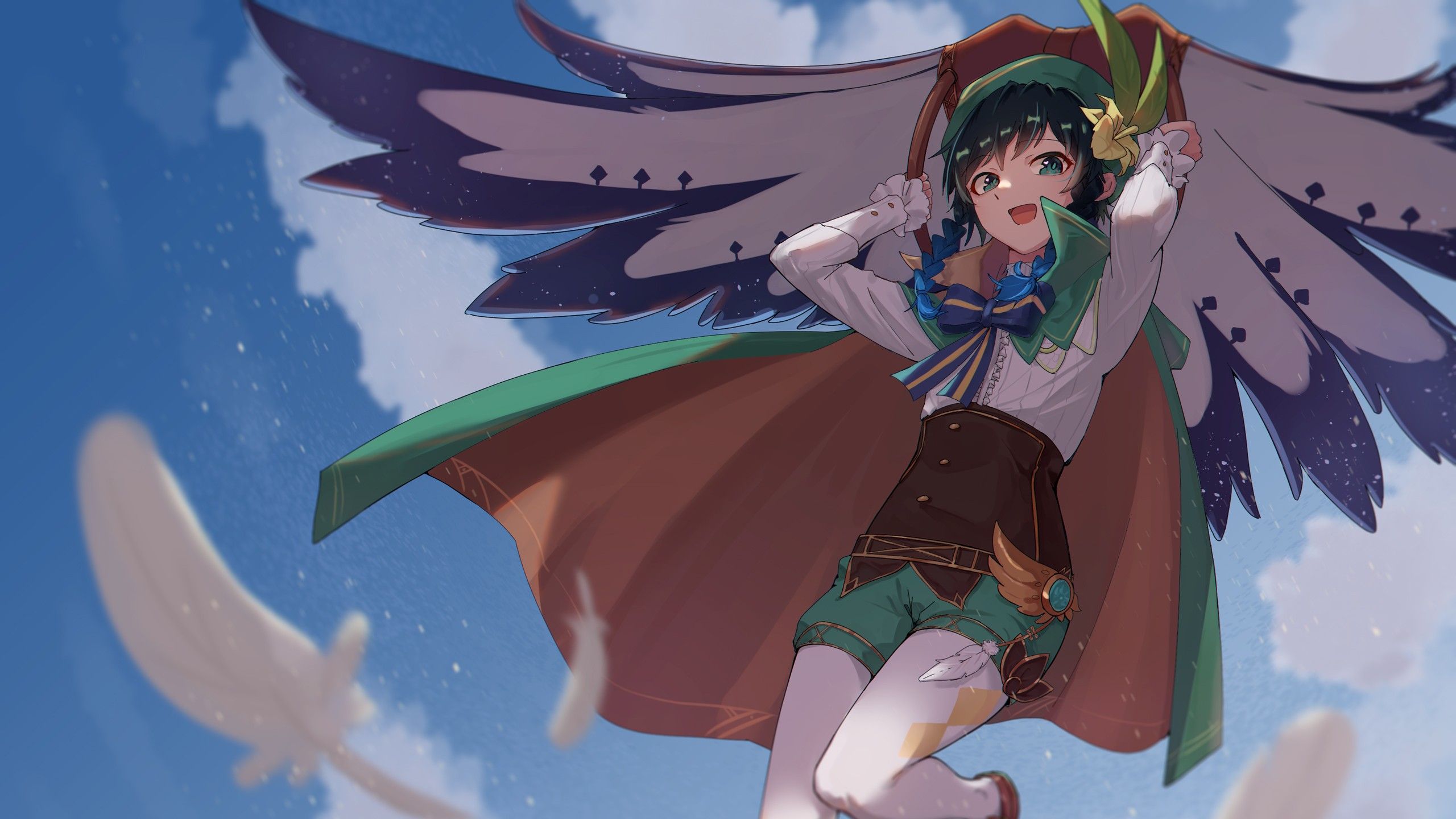 Venti Is Flying With Feather HD Genshin Impact Wallpaper