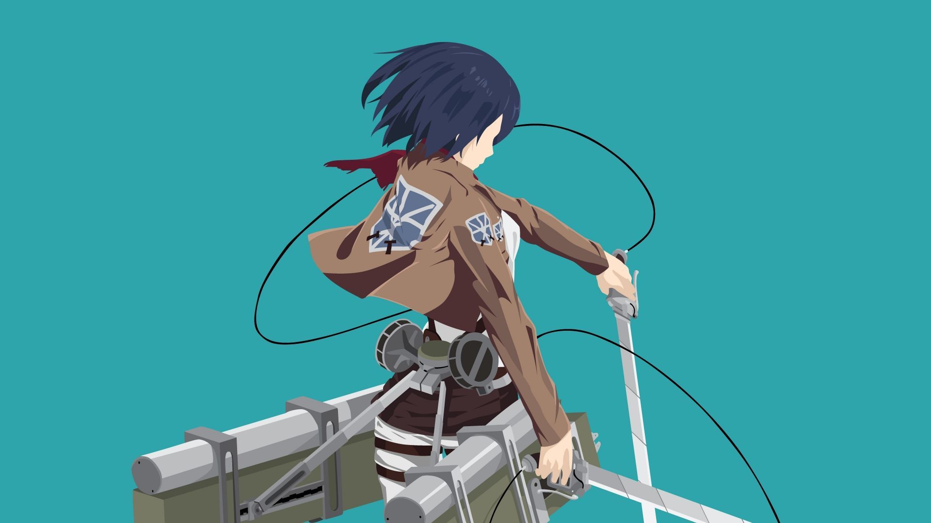 Desktop wallpaper anime girl, mikasa ackerman, minimal, HD image, picture, background, b2bcc7