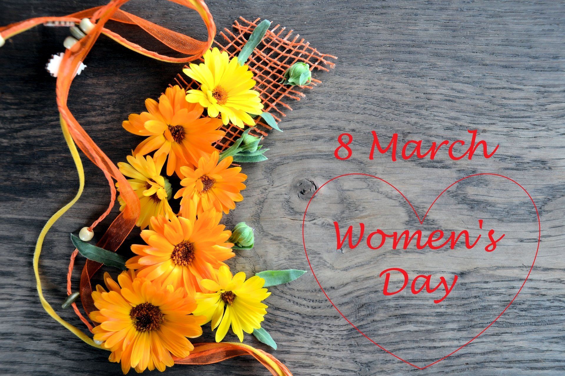 March 8 Women's Day Flower Gerbera Heart Greeting Марта Герберы Wallpaper & Background Download