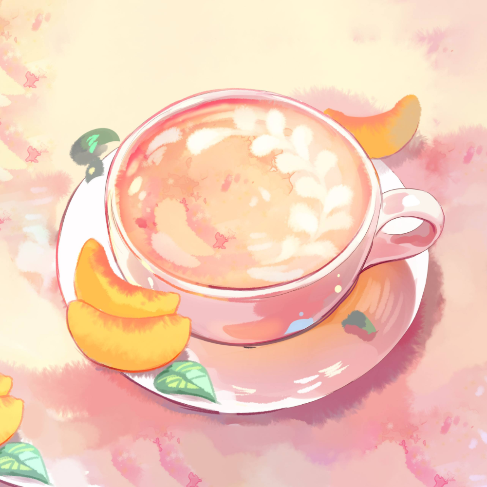 Artwork: Peach Milk Tea Gateway. Peach wallpaper, Tea art, Tea wallpaper
