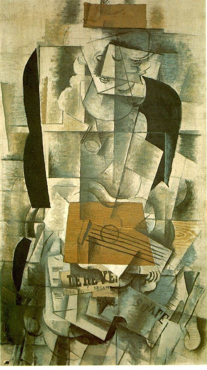 Georges Braque with a Guitar Sorgues, autumn 1913. Oil and charcoal on canvas. Georges braque, Cubism art, Cubist paintings