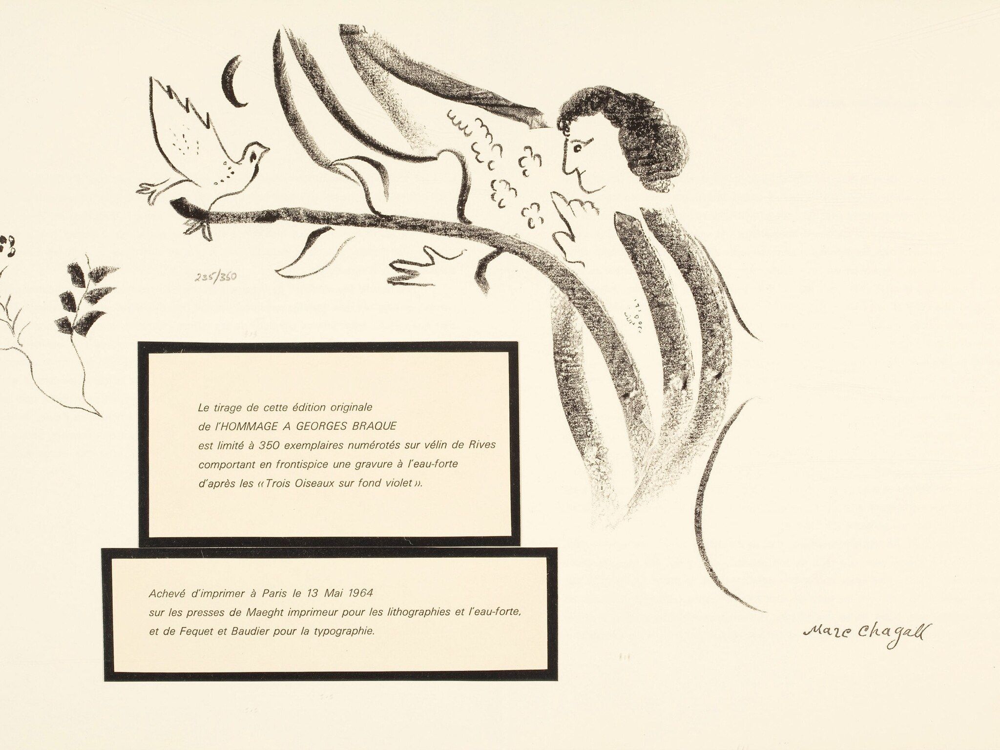 Lhommage A Georges Braque 13 May 1964 by Marc Chagall Print from Wanford Art Reproductions