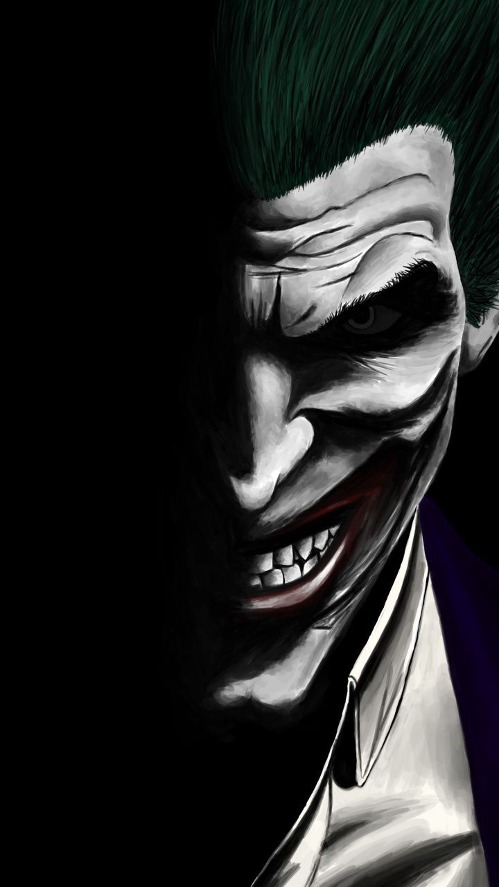 Download 720x1280 wallpaper Joker, dark, dc comics, villain, artwork, Samsung Galaxy mini S S Neo, Alpha, Sony X. Joker cartoon, Joker drawings, Joker artwork