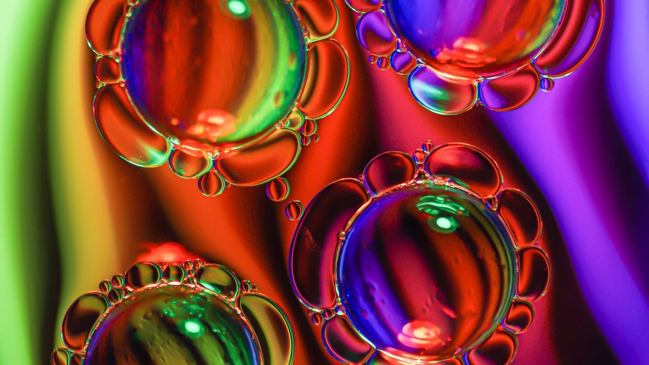 Wallpaper bubbles, oil, liquid, macro, colorful hd, picture, image