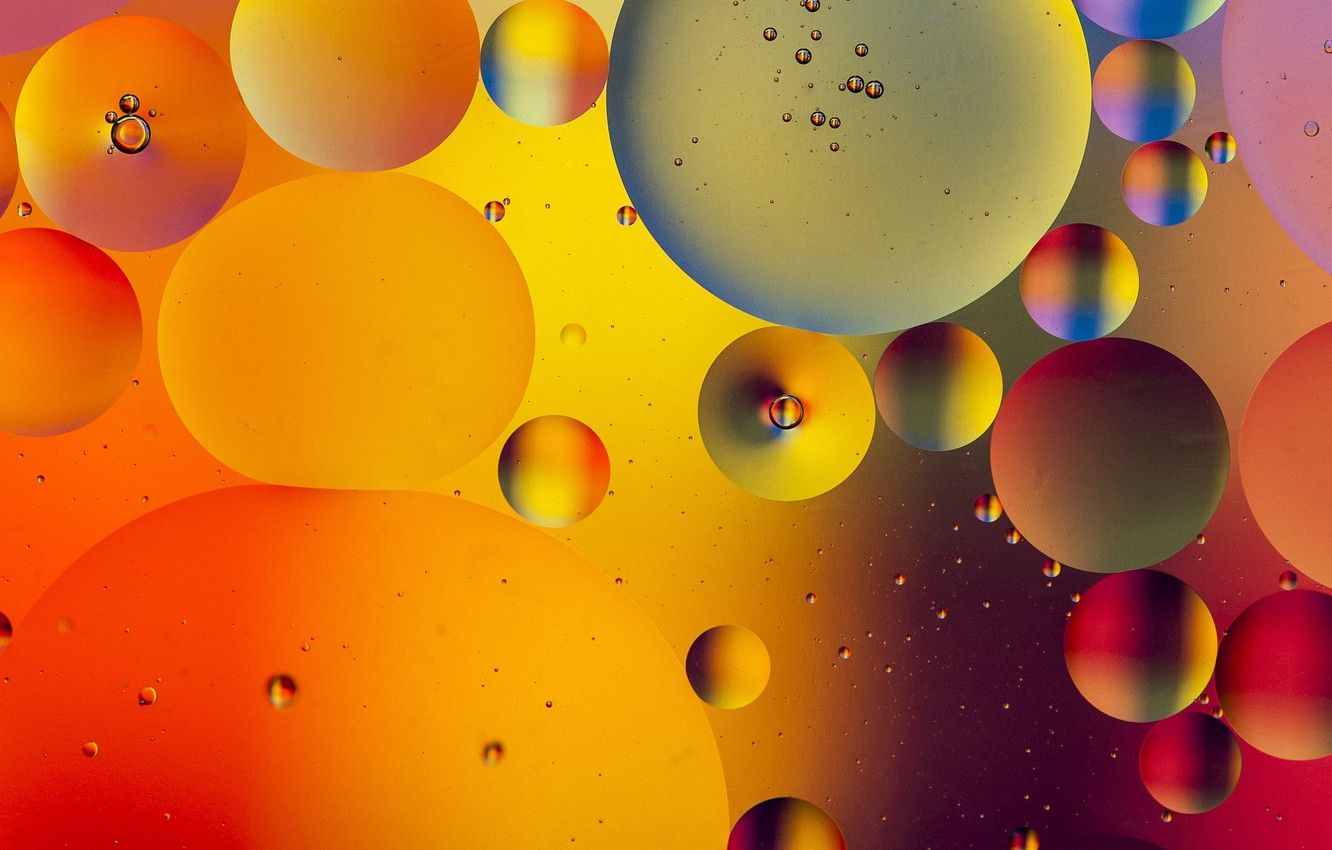 Wallpaper water, bubbles, color, oil, liquid, ball, the air, the volume image for desktop, section абстракции