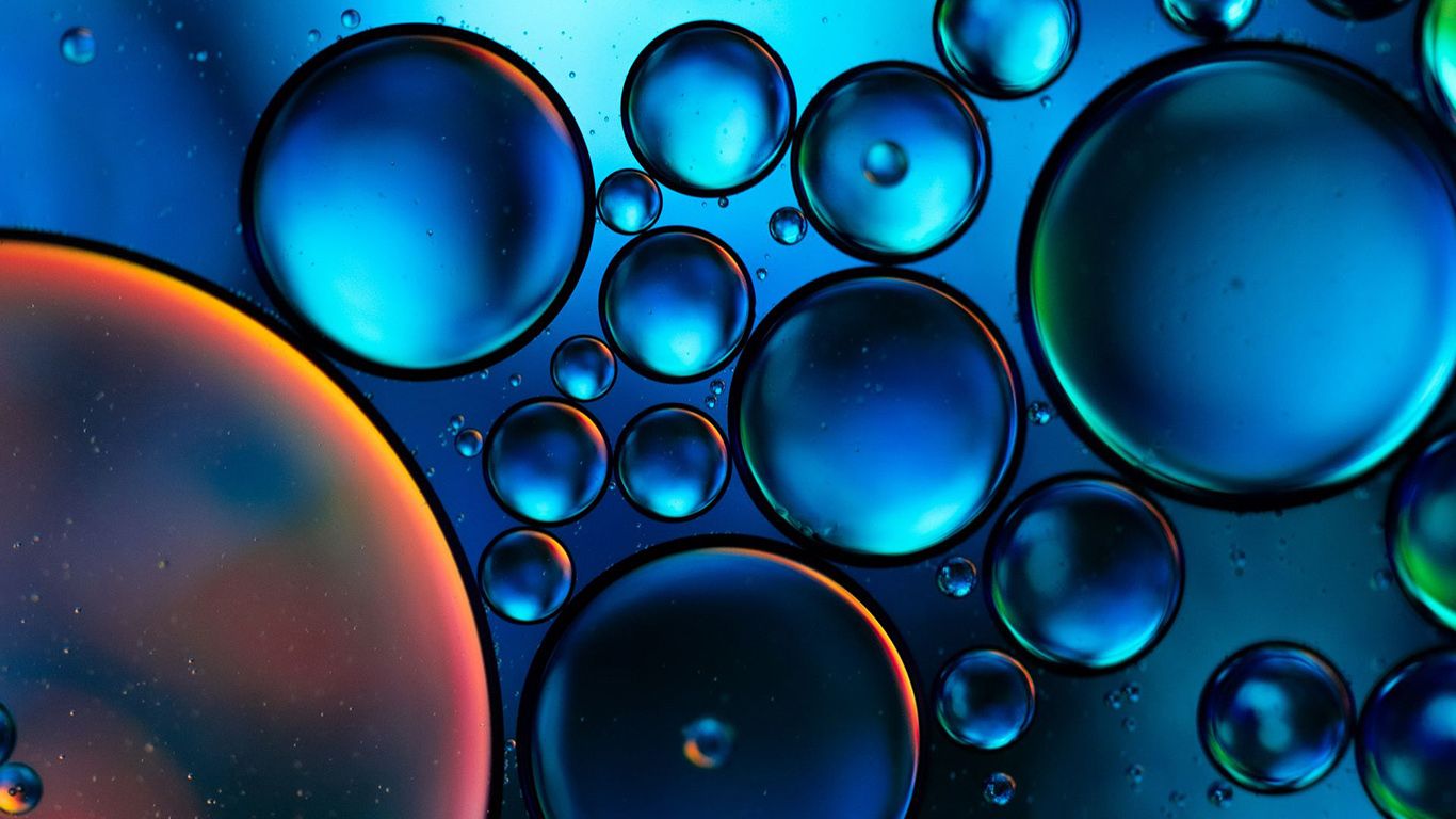 Bubbles, Liquid, Oil, Blue, Wallpaper Free Download