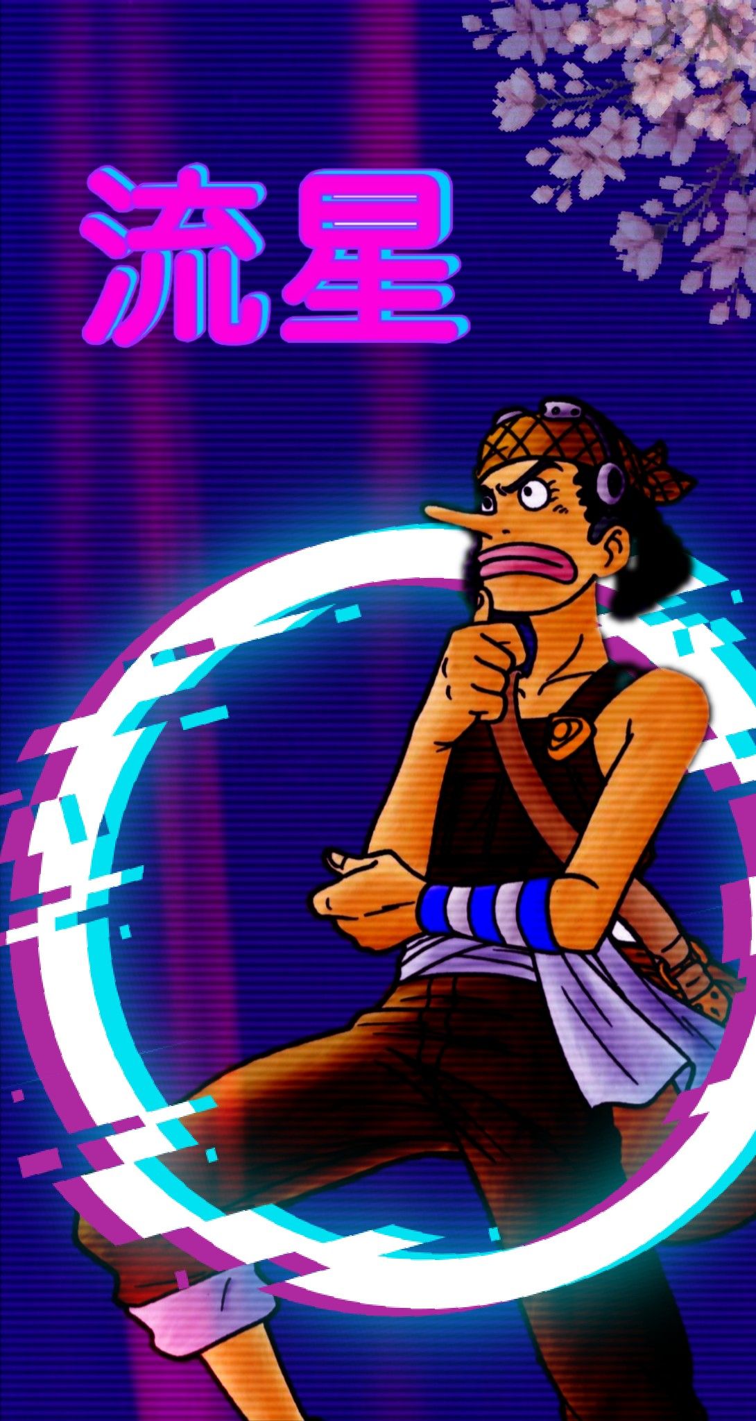I made a vapourwave style phone wallpaper of my favourite character, Captain Usopp!