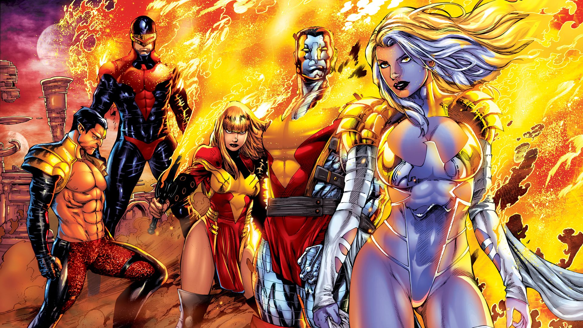 Title Comics X Men Cyclops Colossus Phoenix Frost Phoenix Five HD Wallpaper
