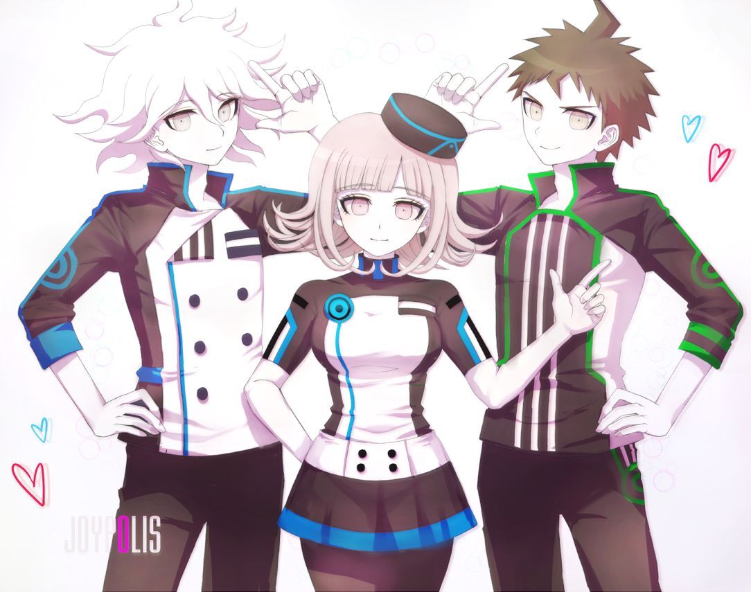 Nagito, Chiaki and Hajime. Danganronpa, Nagito komaeda, Danganronpa characters
