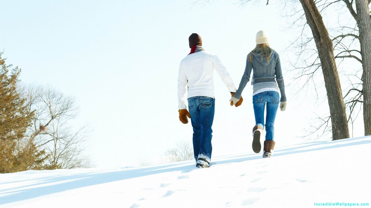 Couple Walking On Snow, Couple In Snow, Couple Back View, Couple Holding Hand, Romantic Couple, Couple In Love, Couple In Romance, Couple Love, Couple Romance, Couple, Pair, Love, Romance, Holding Hand, Walking