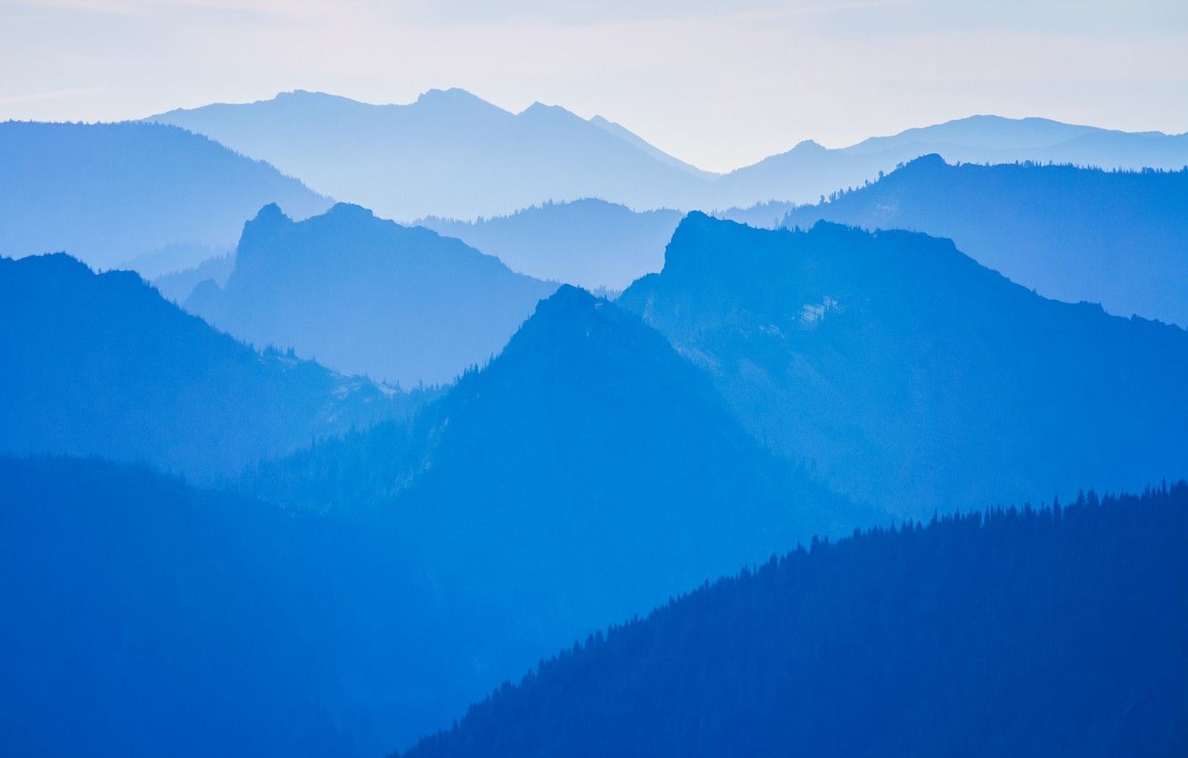 Wallpaper mountains, morning, haze, fogs, blue mist image for desktop, section пейзажи