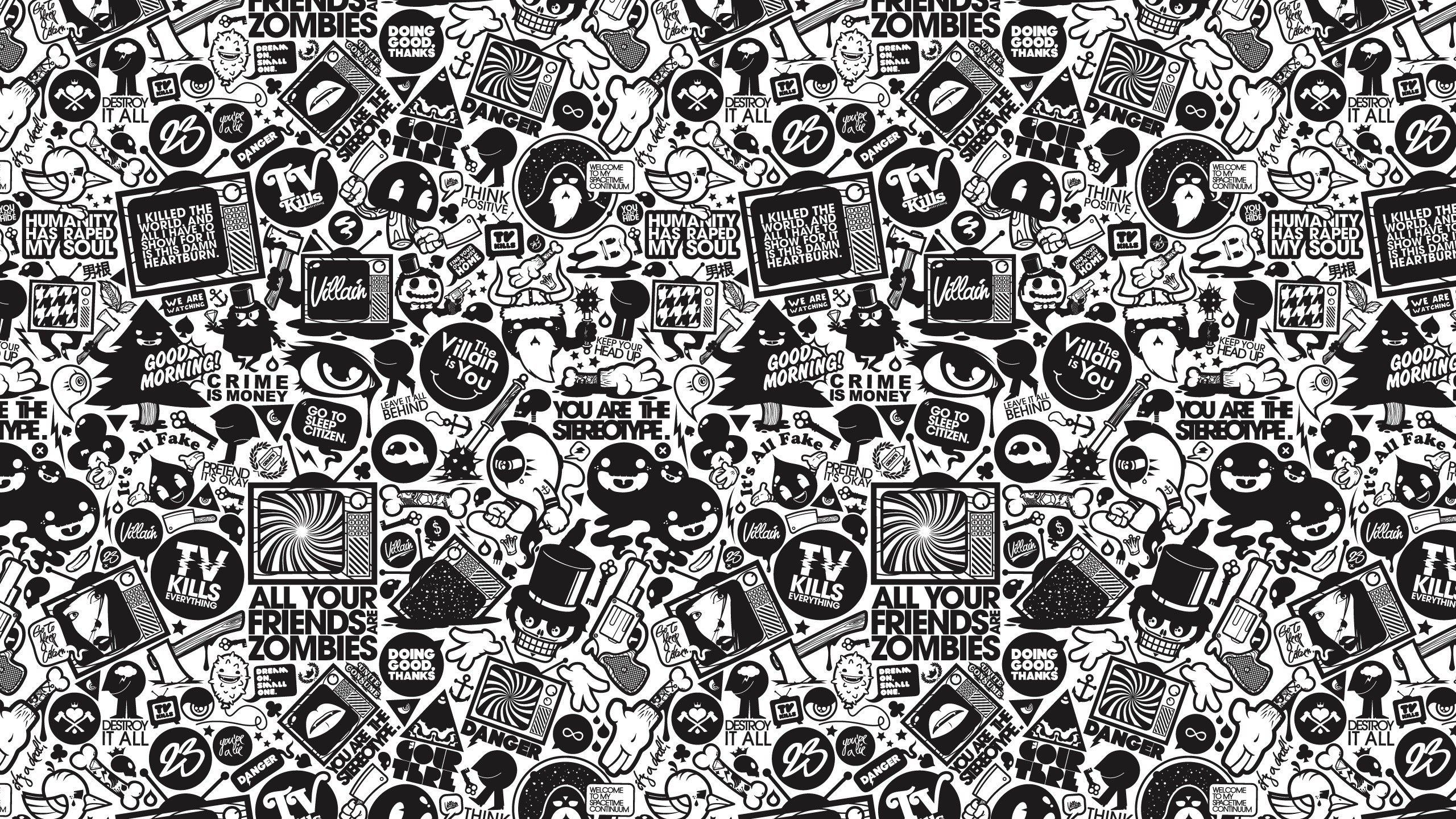 High Resolution Doodle Art Wallpaper Black And White