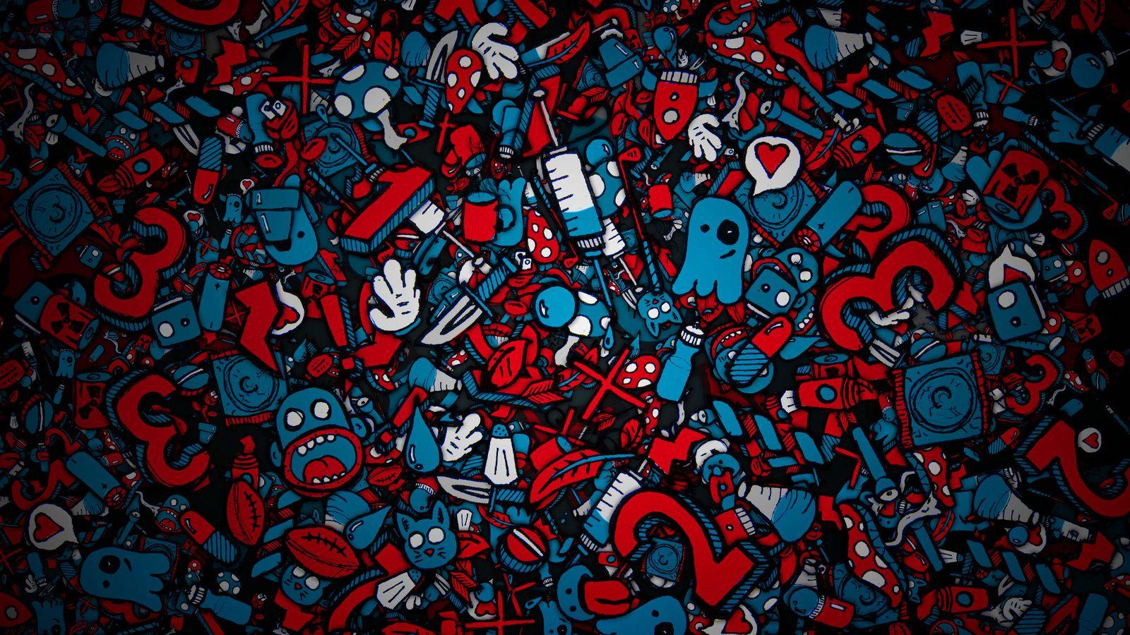 Cool Pc Background HD And Blue Doodle