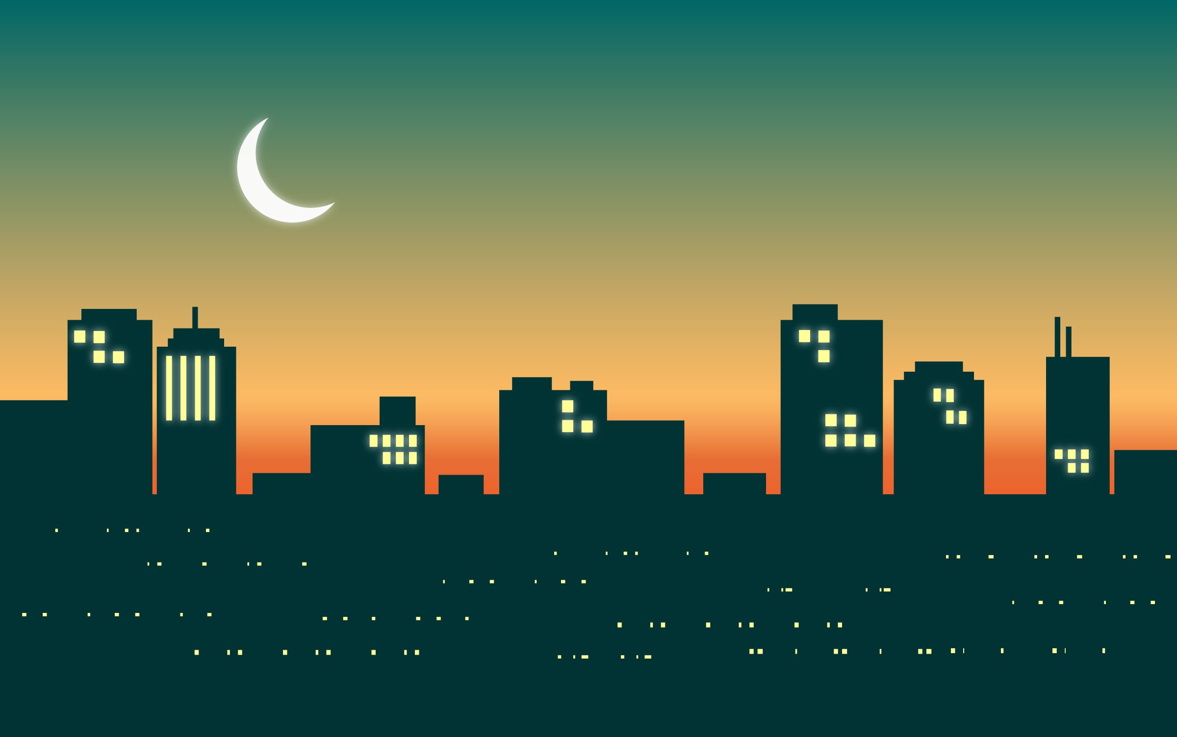 Нарисованный город ночью