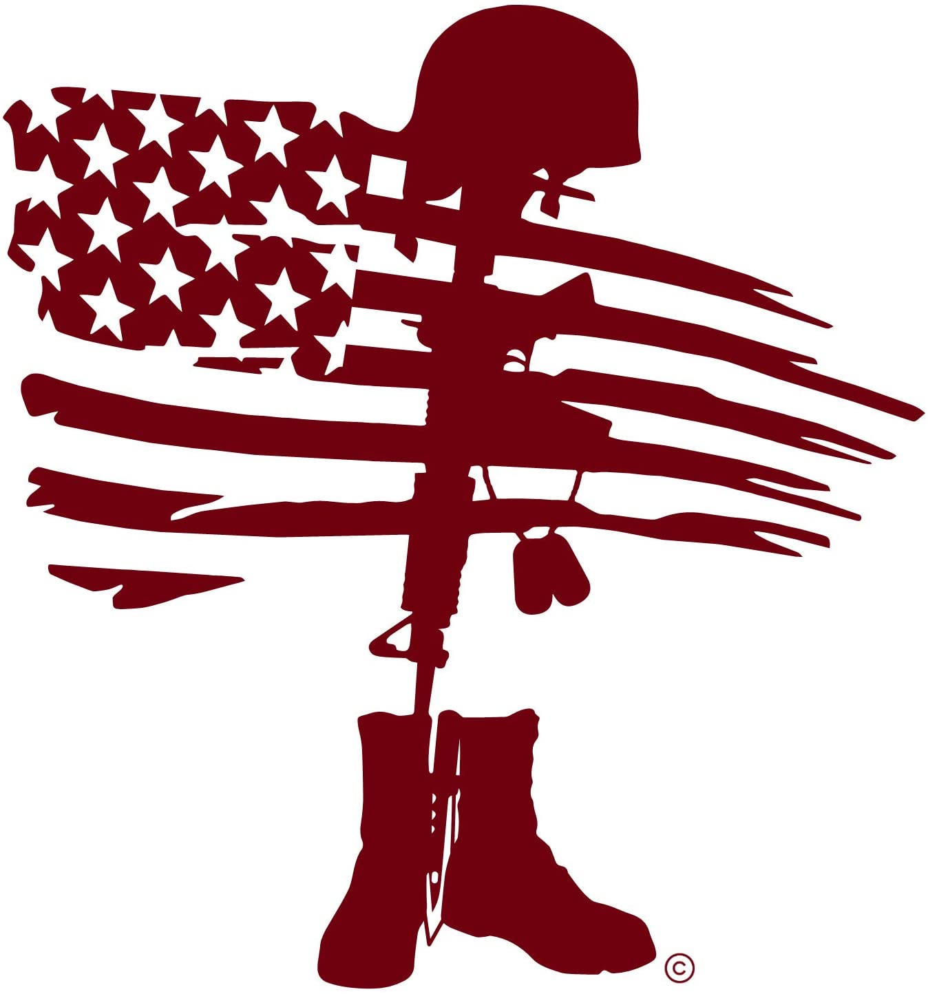 US Military Veteran Wall Decor US Flag Battlefield Cross Decal Unique Soldier Memorial Wall Decal An Inspiring Patriotic Vinyl Decal Superior US Veteran Gifts USA Made Burgundy.: Home & Kitchen