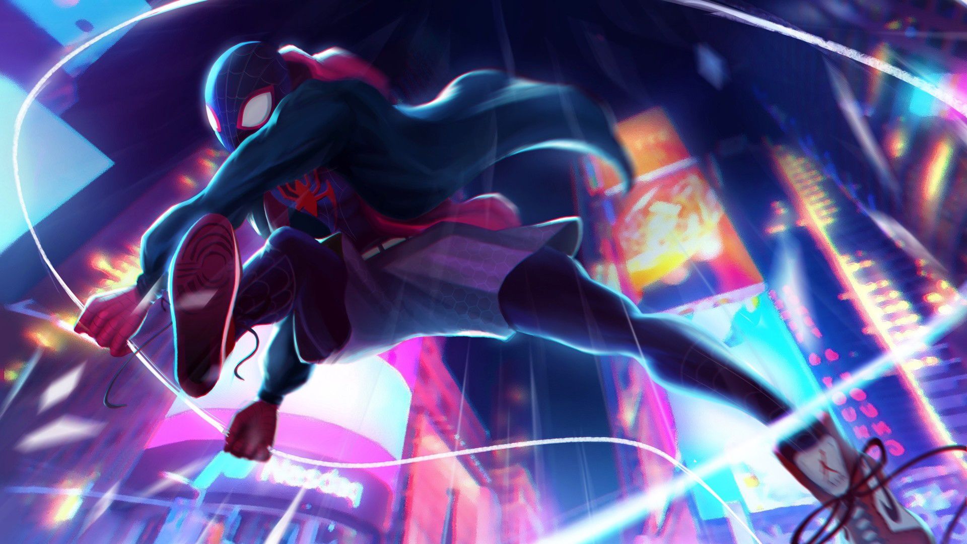 Spiderman Miles Morales Jumping, HD Superheroes, 4k Wallpaper, Image, Background, Photo and Picture