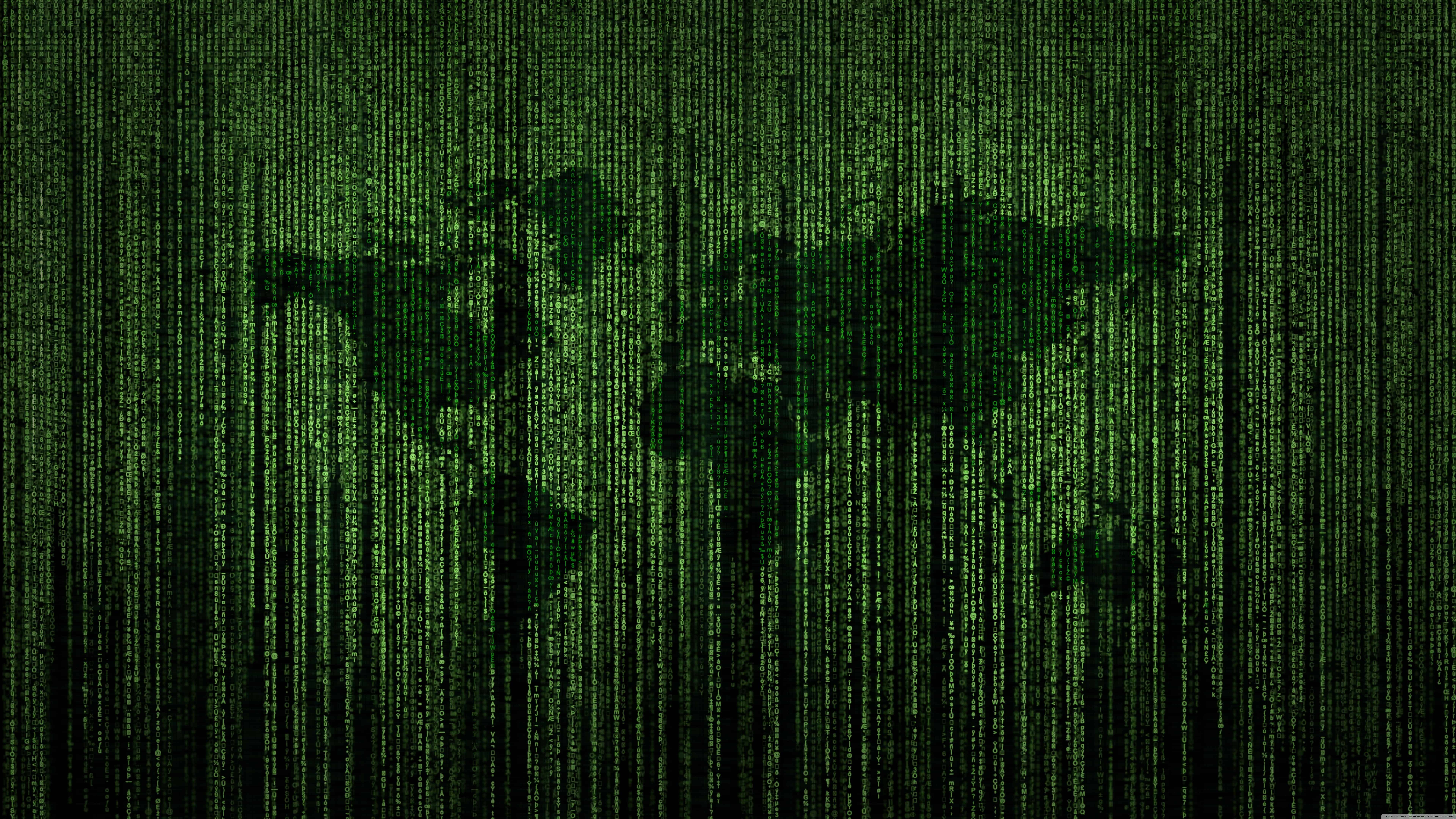 Green Matrix Code World Map UHD 8K Wallpaper
