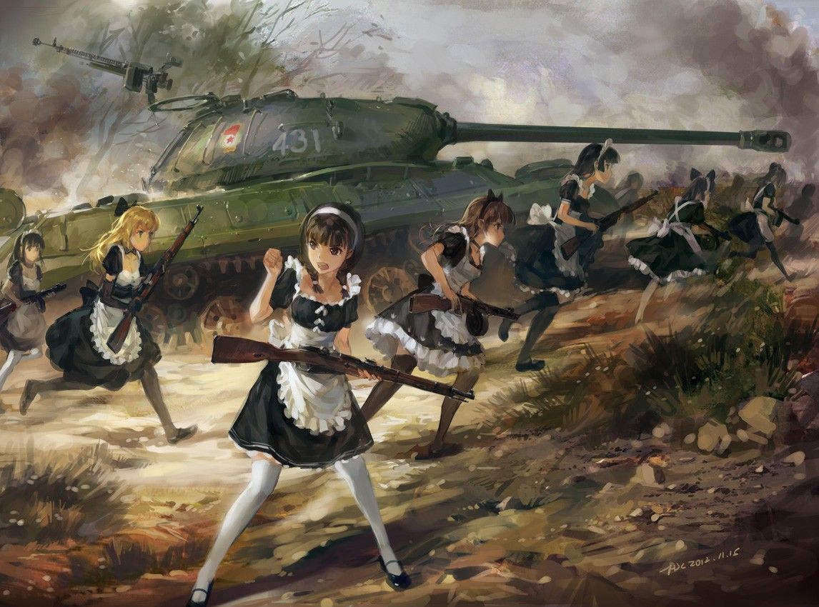 French Maid, Anime, Maid outfit, War, Maid, Fantasy art, IS Tank, Anime girls Wallpaper HD / Desktop and Mobile Background