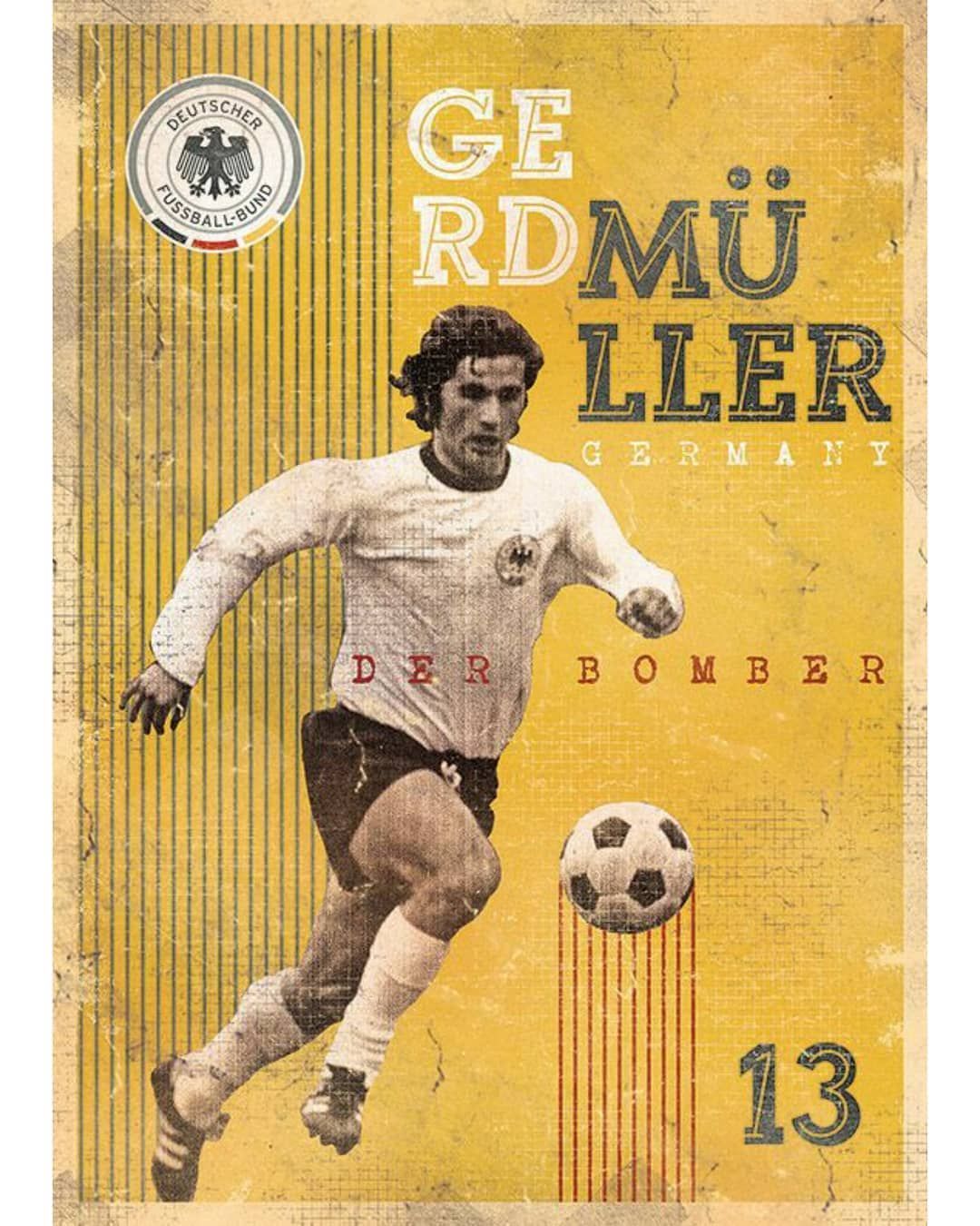Gerd Müller. Gerhard Gerd Müller (born 3 November Nördlingen) is a German retired footballer.. Nickna. God of football, Football poster, Football artwork