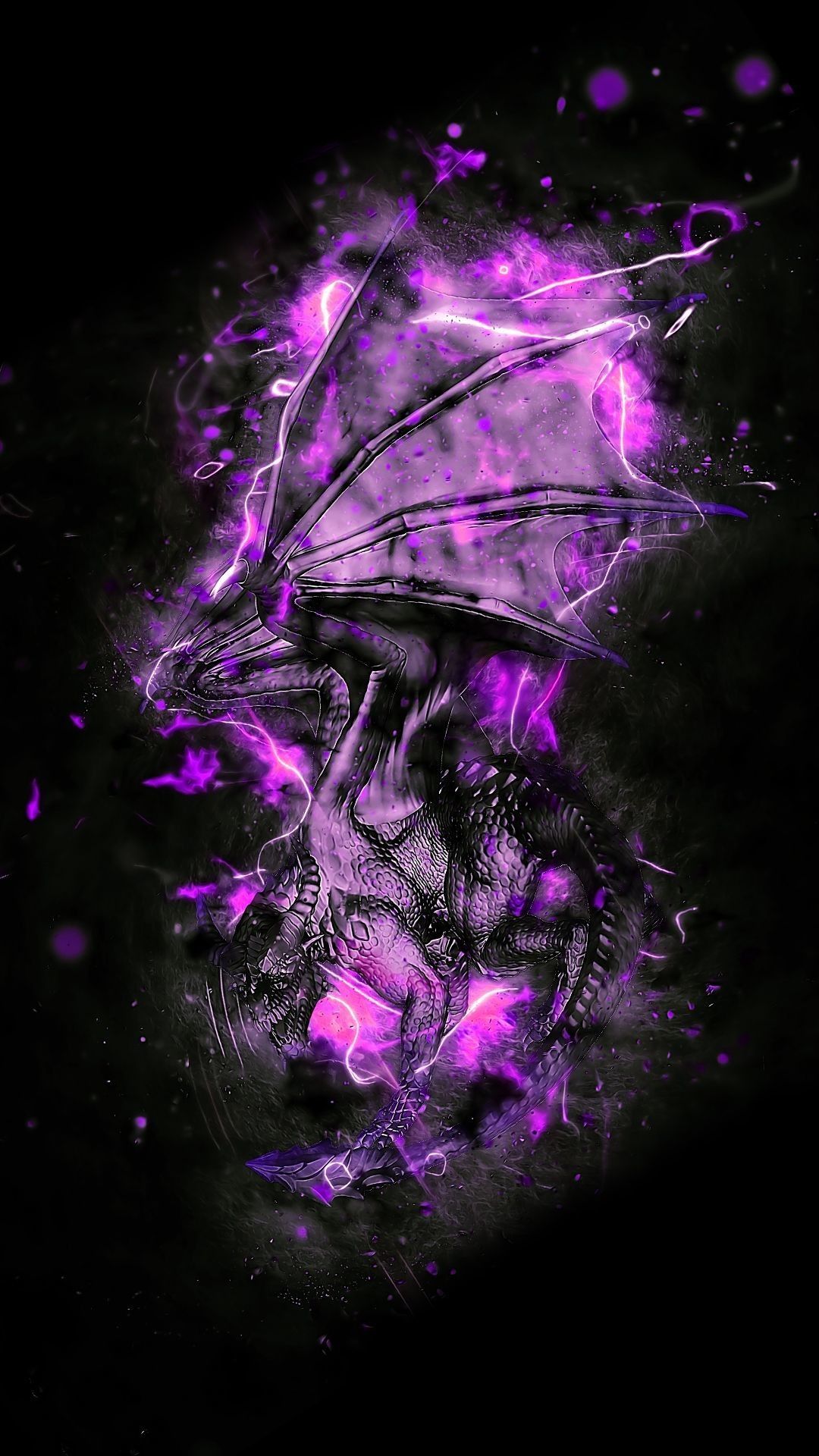 Lightning Dragon iPhone Background. Android wallpaper, Gaming wallpaper, Purple galaxy wallpaper