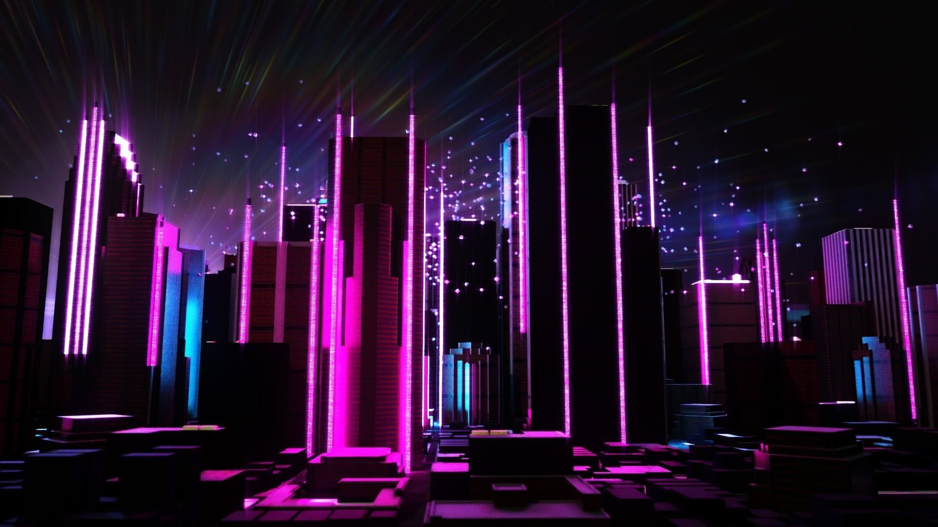 black and purple city buildings #retrowave #Retrowave #purple purple background #pink #vaporwave #abstract #stars selective col. Purple city, Neon, Neon wallpaper