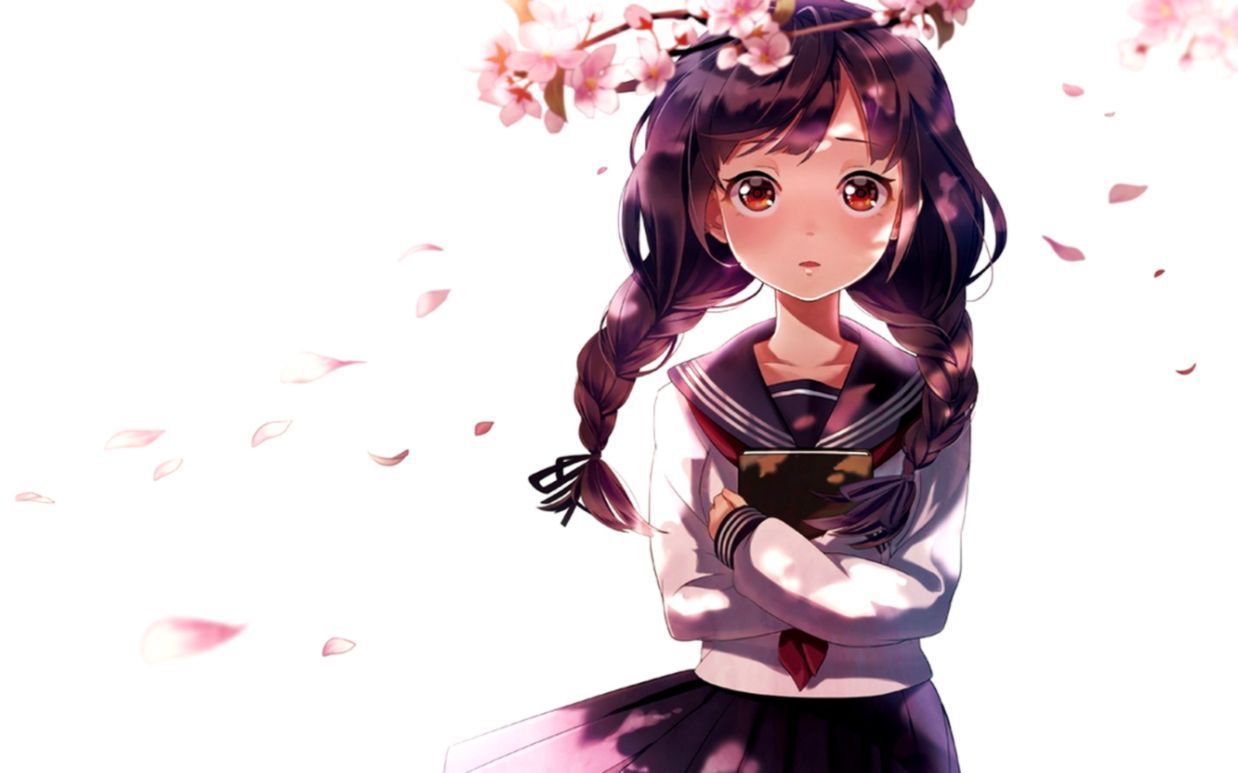 Wallpaper Girl Flowers Branch Anime Petals Sakura Art Girl Wallpaper Anime Art