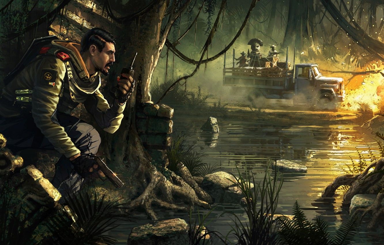 Wallpaper the explosion, gun, weapons, fire, jungle, truck, special forces, ubisoft, radio, Amaru, Tom Clancy's Rainbow Six Siege, Rainbow Six Siege, Special forces, Operation Ember Rise, investigators, Goyo image for desktop, section