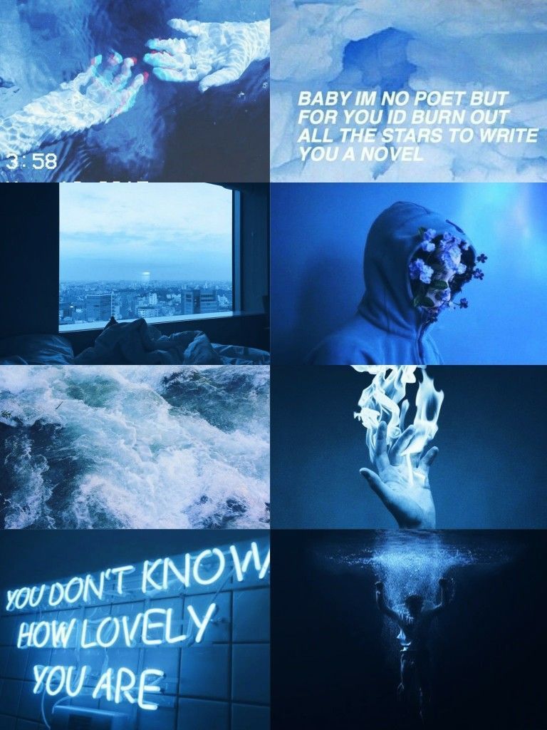 Light Blue Aesthetics Collage Wallpaper