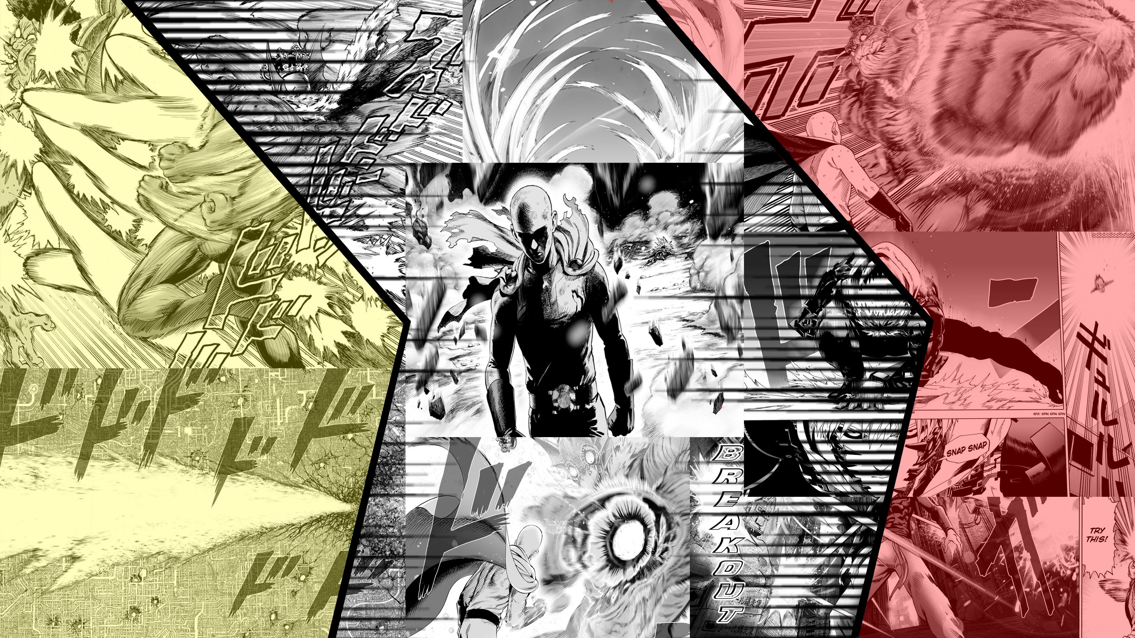 Wallpaper : collage, text, manga, One Punch Man, Saitama 1920x1080