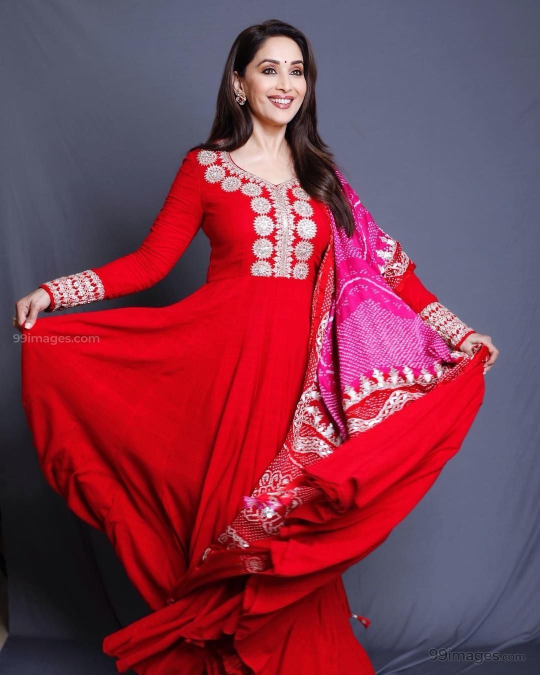 Madhuri Dixit Beautiful HD Photohoot Stills & Mobile Wallpaper HD (1080p) - #madhuridixit #dance. Beautiful red dresses, Madhuri dixit, Clothes for women