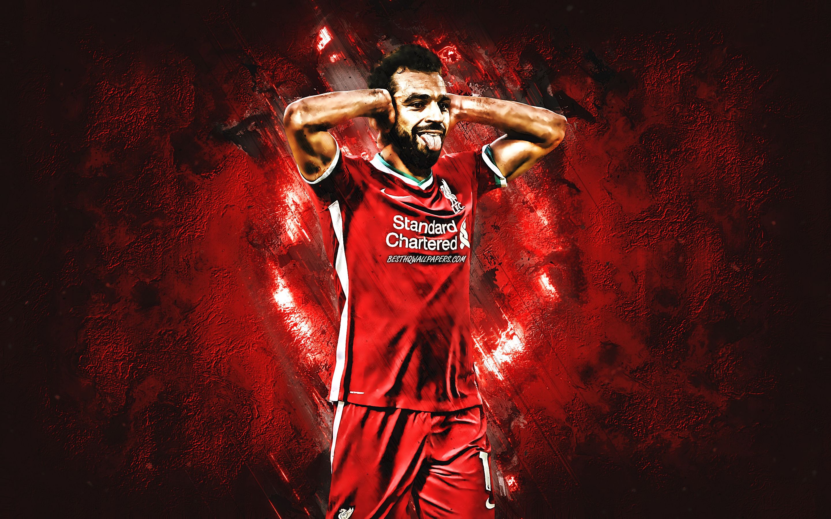 Download wallpaper Mohamed Salah, Liverpool FC, Egyptian footballer, Liverpool 2021 uniforms, soccer, England for desktop with resolution 2880x1800. High Quality HD picture wallpaper
