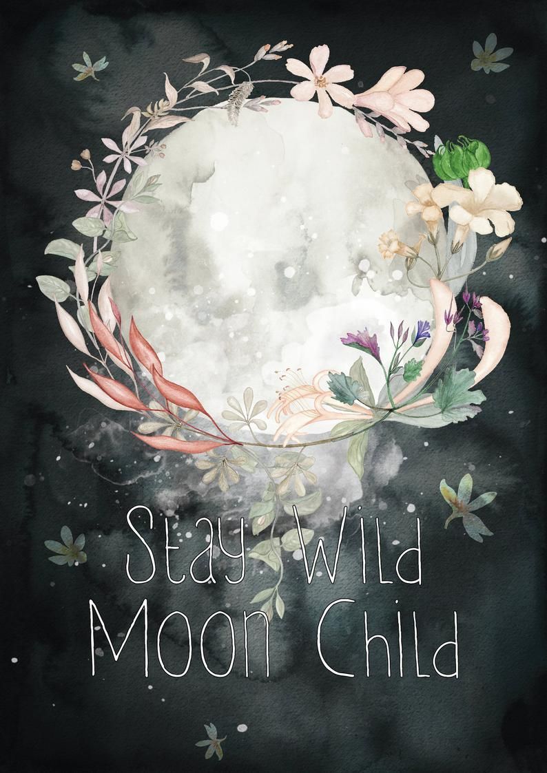 Stay Wild Moon Child print wall art print watercolour. Etsy. Wild moon, Stay wild moon child, Moon child