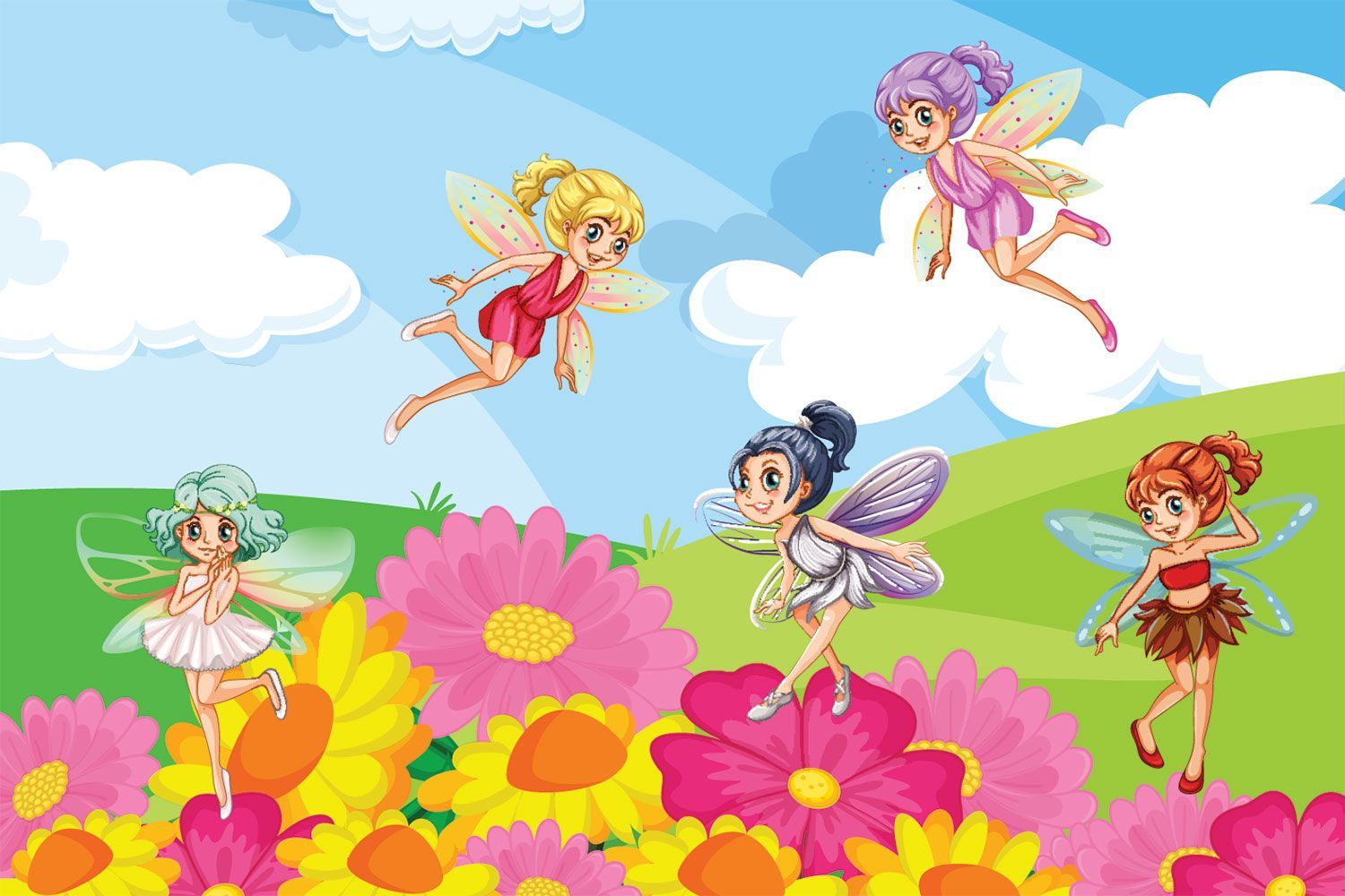 Choose Little Fairies Wallpaper to create fantastic wall decor in your room or browse hundreds of other wallpap. Fairy wallpaper, Fairy illustration, Illustration