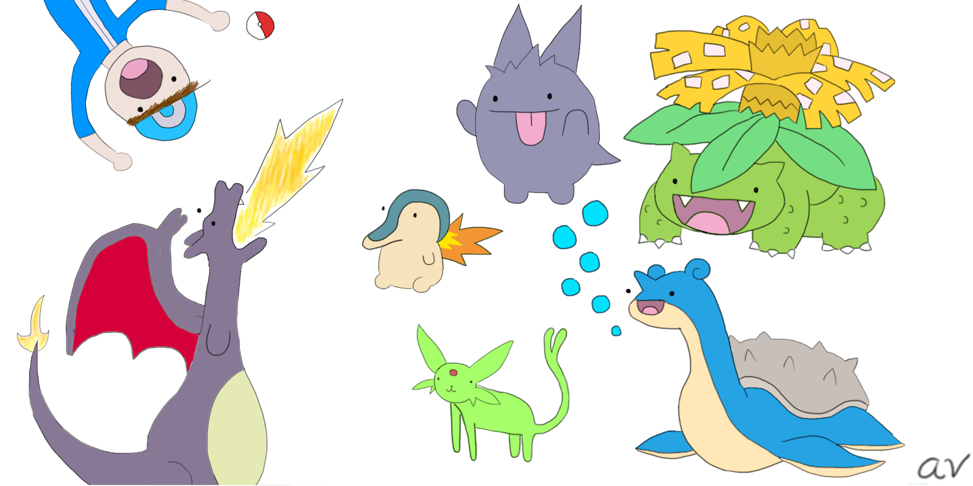 Art] [OC] Everybody seemed to like the derpy Pokemon I posted a few days ago, so I decided to draw some more! Here's my team!