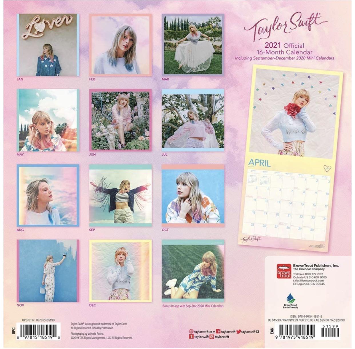The Taylor Swift Calendar for 2021 is now available for preorder on Amazon!