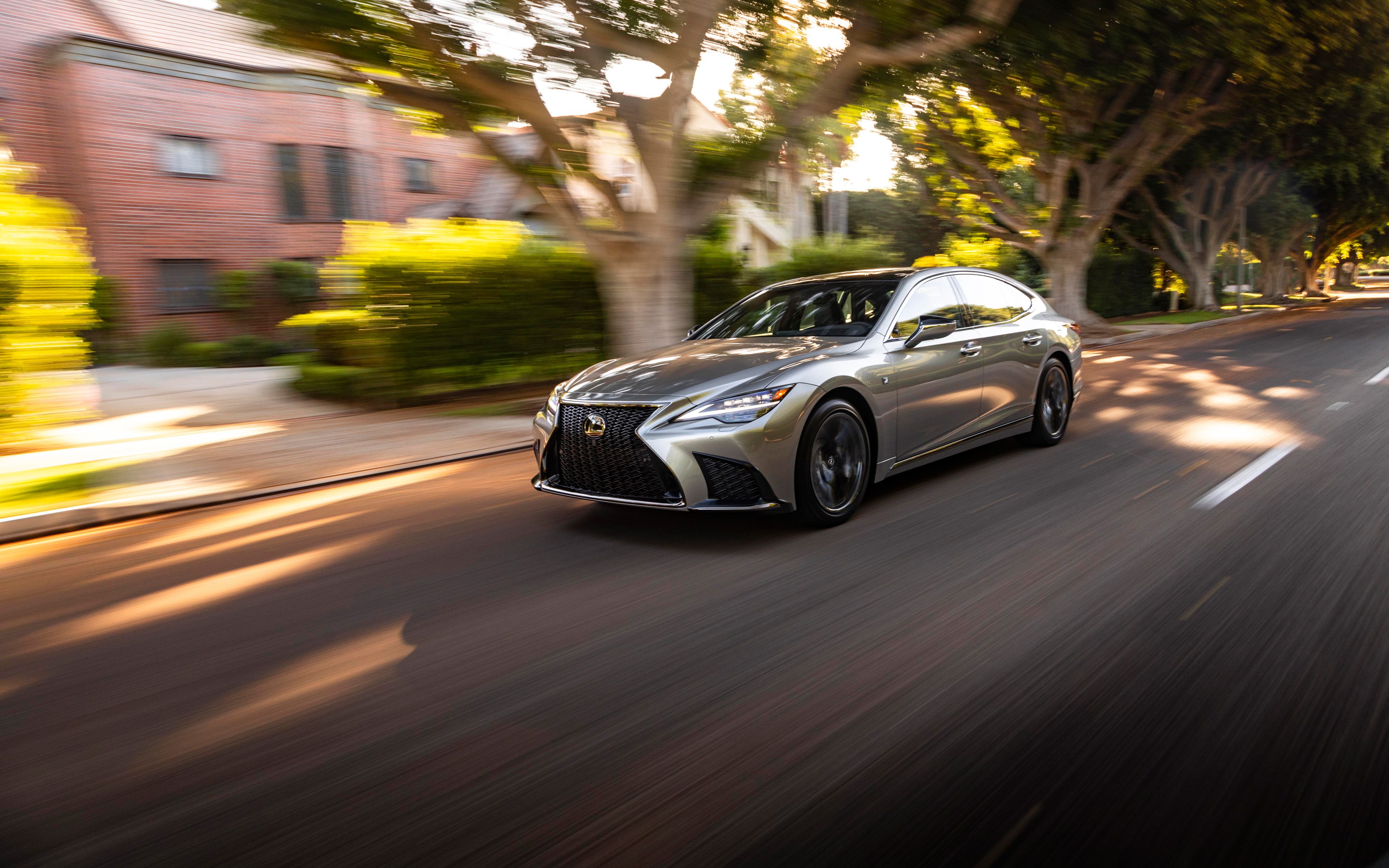 Download wallpaper Lexus LS 500 F sport, 4k, motion blur, 2021 cars, luxury cars, 2021 Lexus LS, japanese cars, Lexus for desktop with resolution 3840x2400. High Quality HD picture wallpaper