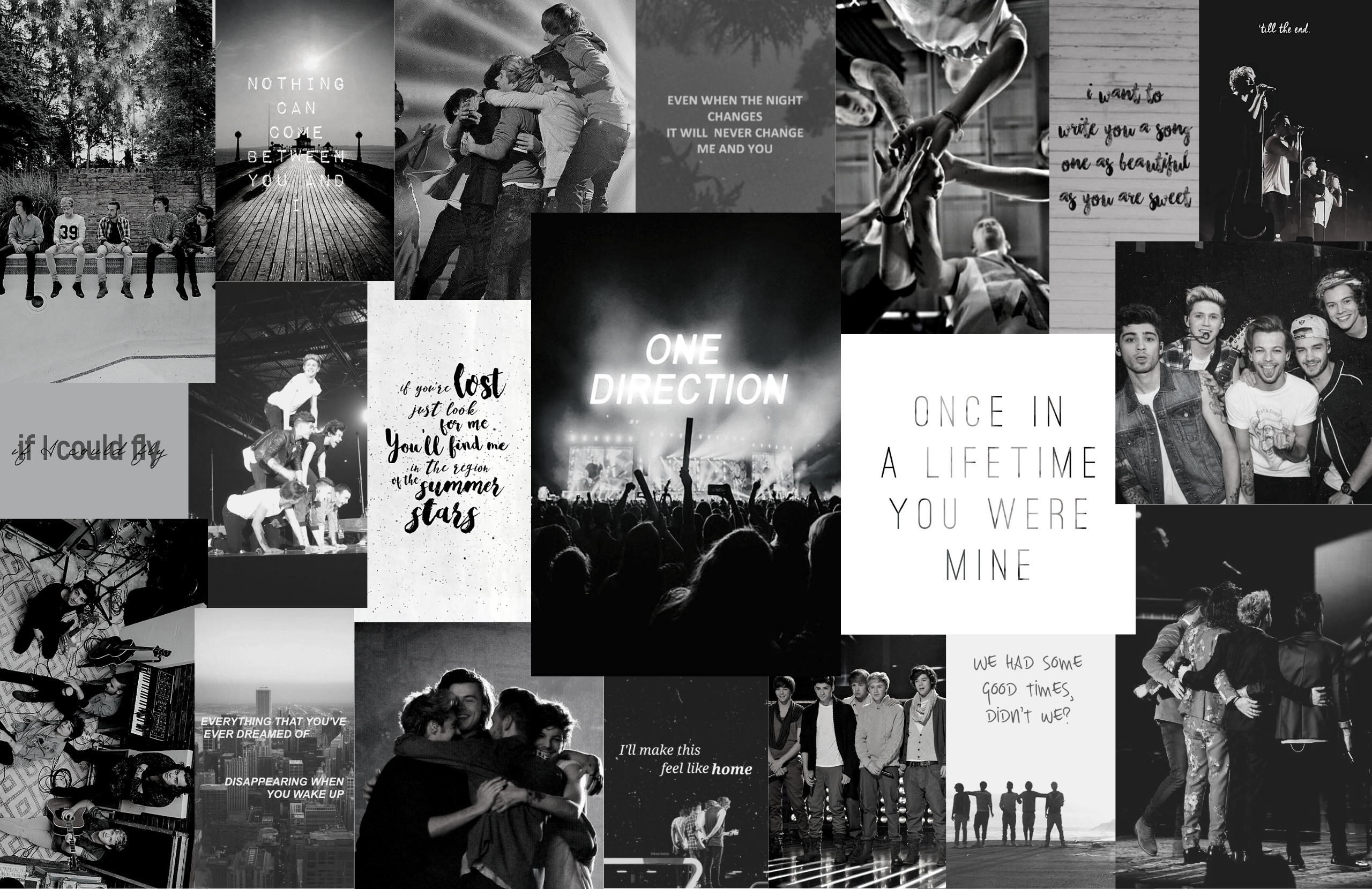 One Direction Aesthetic Computer Wallpaper Colored and B&W. Etsy. One direction wallpaper, One direction collage, One direction background