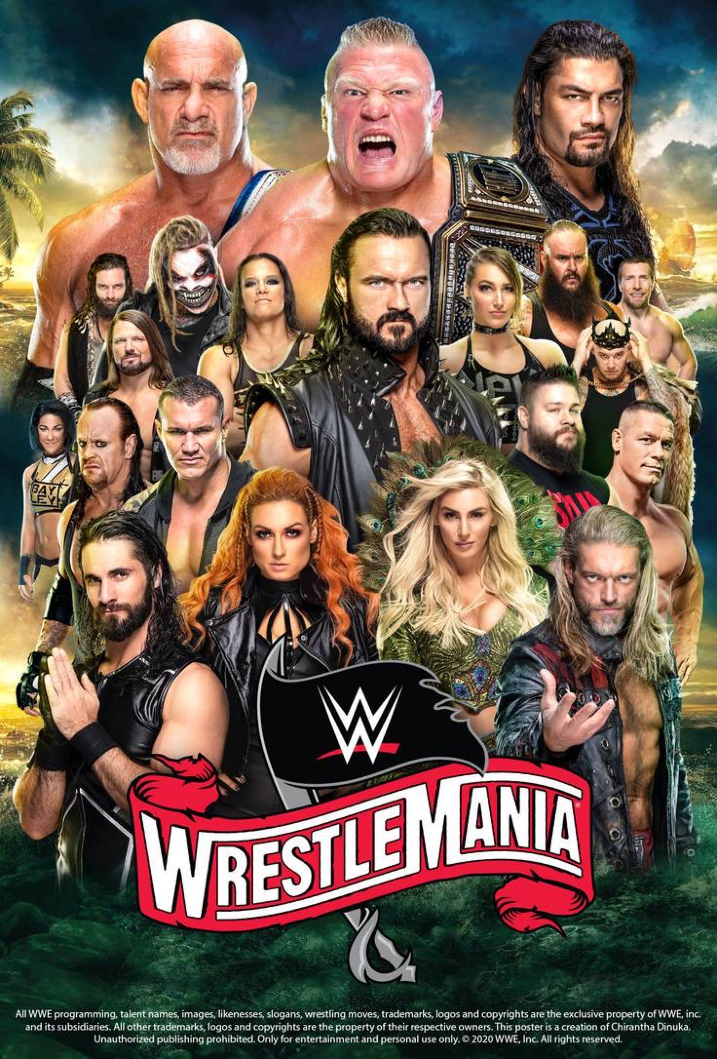 WWE WrestleMania 36 Poster. Wwe picture, Wwe ppv, Wrestling wwe