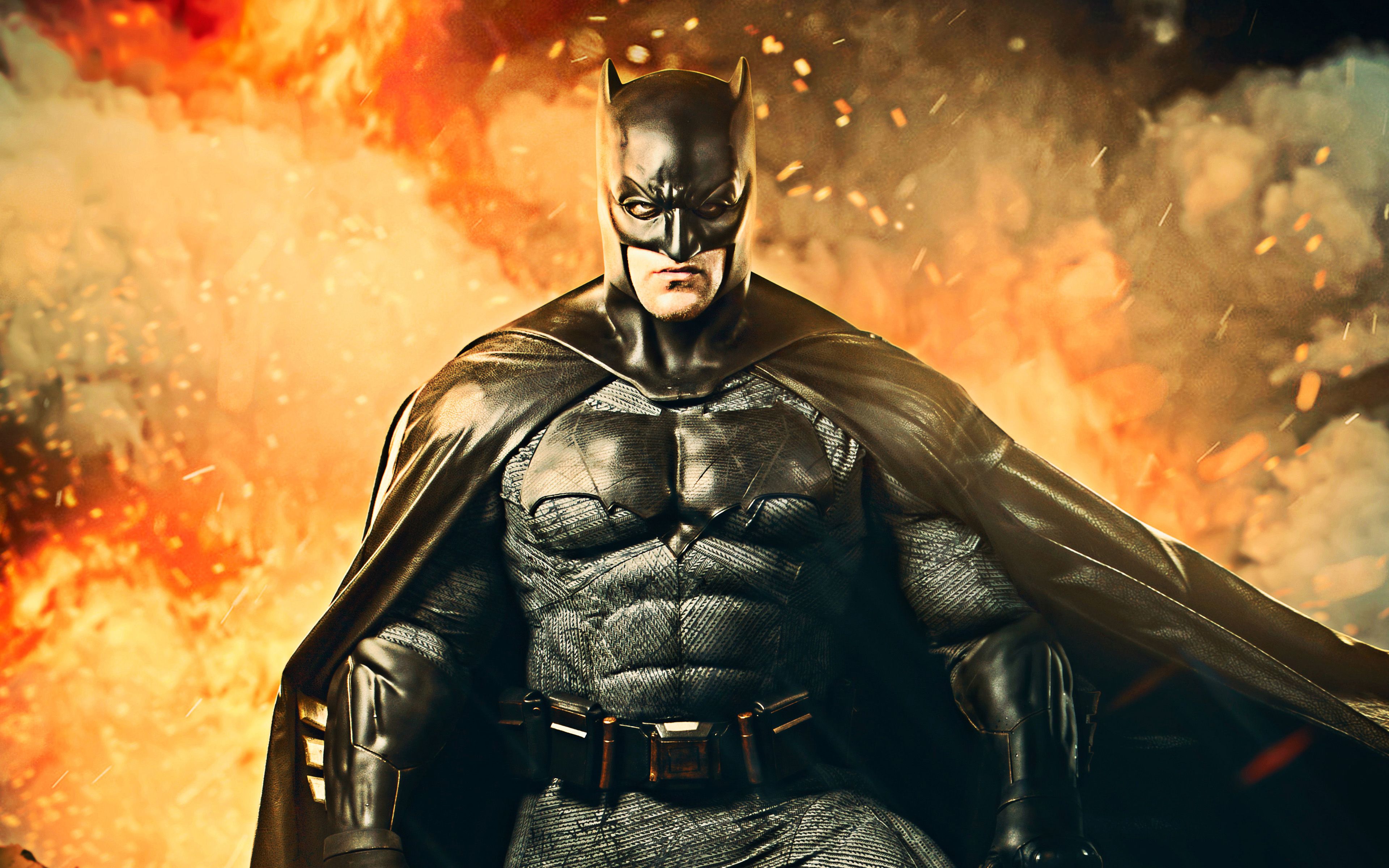 Download Wallpaper 4k, Batman In Fire, Artwork, Batman 3D, Superheroes, Cosplay, Creative, Bat Man For Desktop With Resolution 3840x2400. High Quality HD Picture Wallpaper